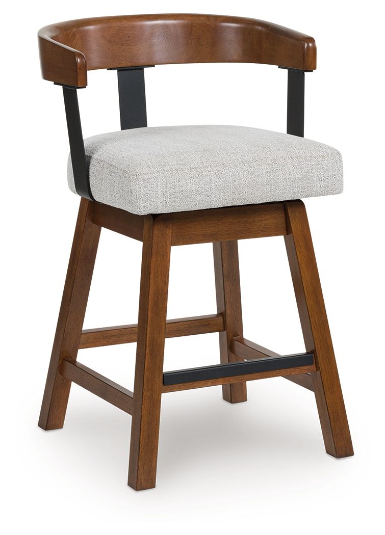 Ralene - Upholstered Swivel Barstool (Set of 2) - Medium Brown - Best Buy Furniture