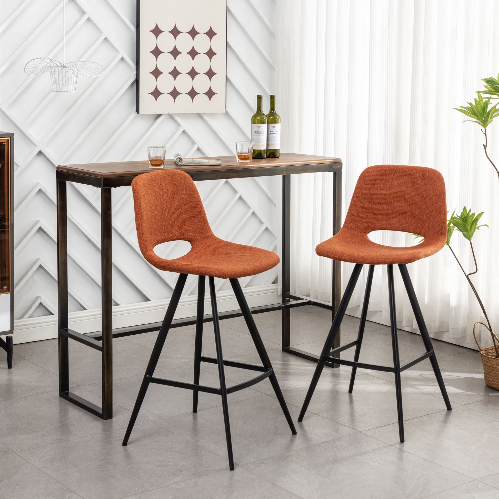 Porth - 28.25" Fabric Kitchen Counter Height Stools (Set of 2) - Orange - Best Buy Furniture