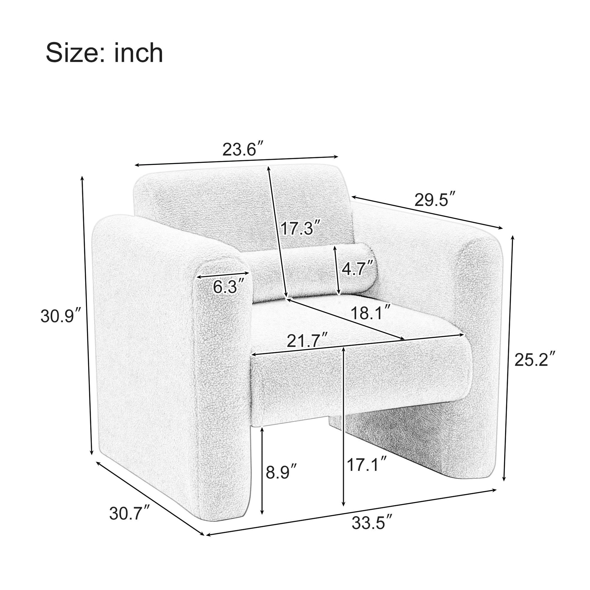 Modern Accent Chair Lambskin Sherpa Fabric Upholstered Comfy With Pillow - Best Buy Furniture