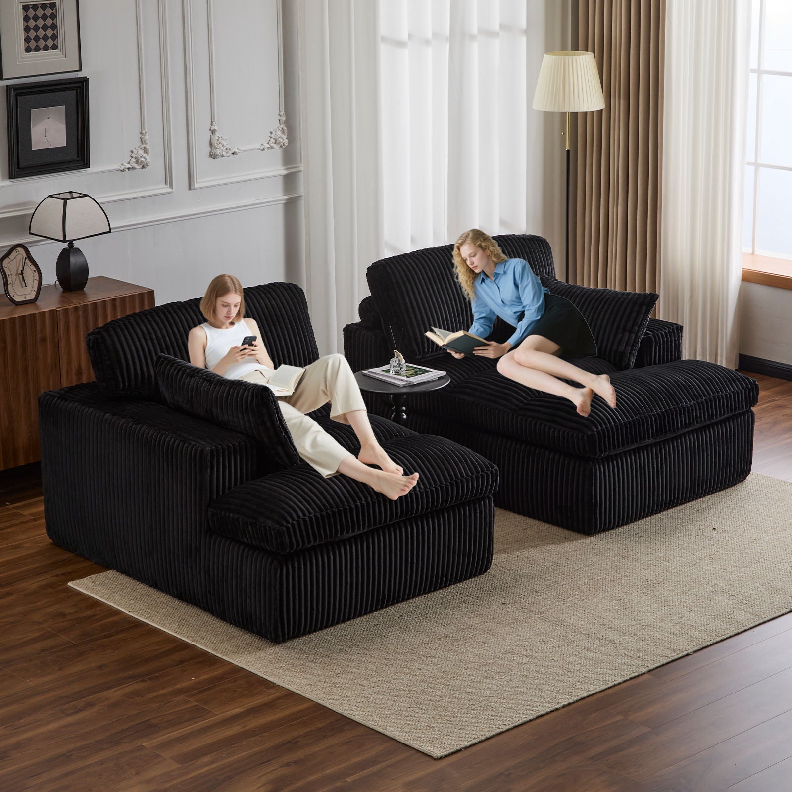 Double Chaise Lounge Chair, Oversized Upholstered Sleeper Cloud Couch - Best Buy Furniture