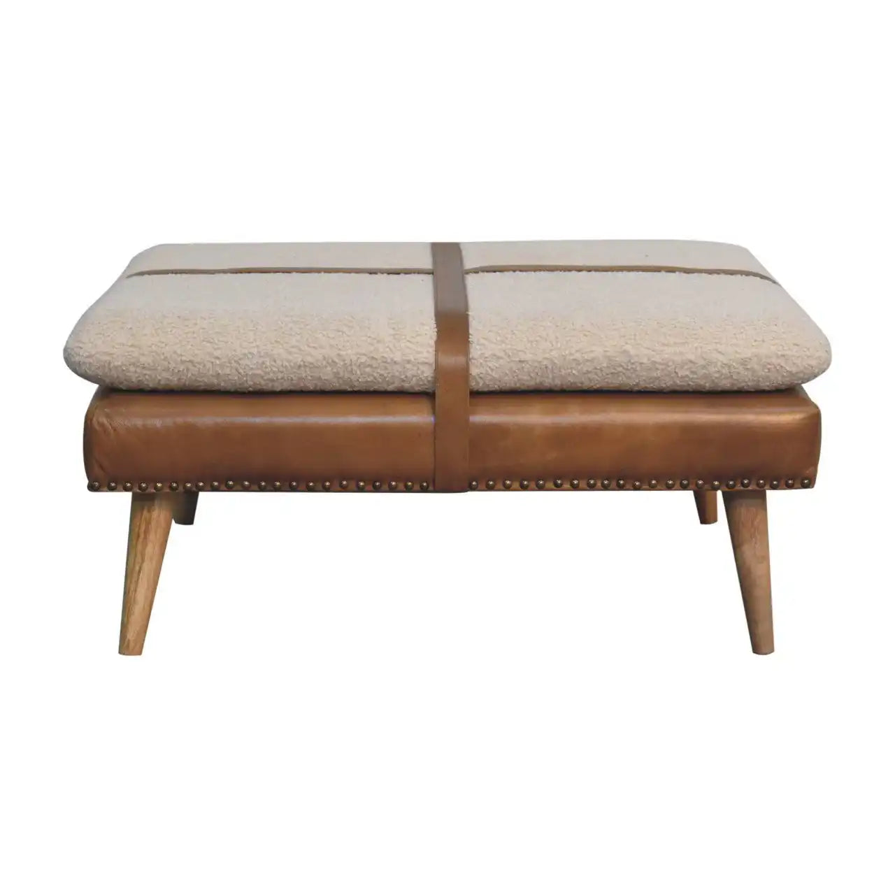 Buffalo - Large Square Hide Leather Footstool - Brown - Best Buy Furniture