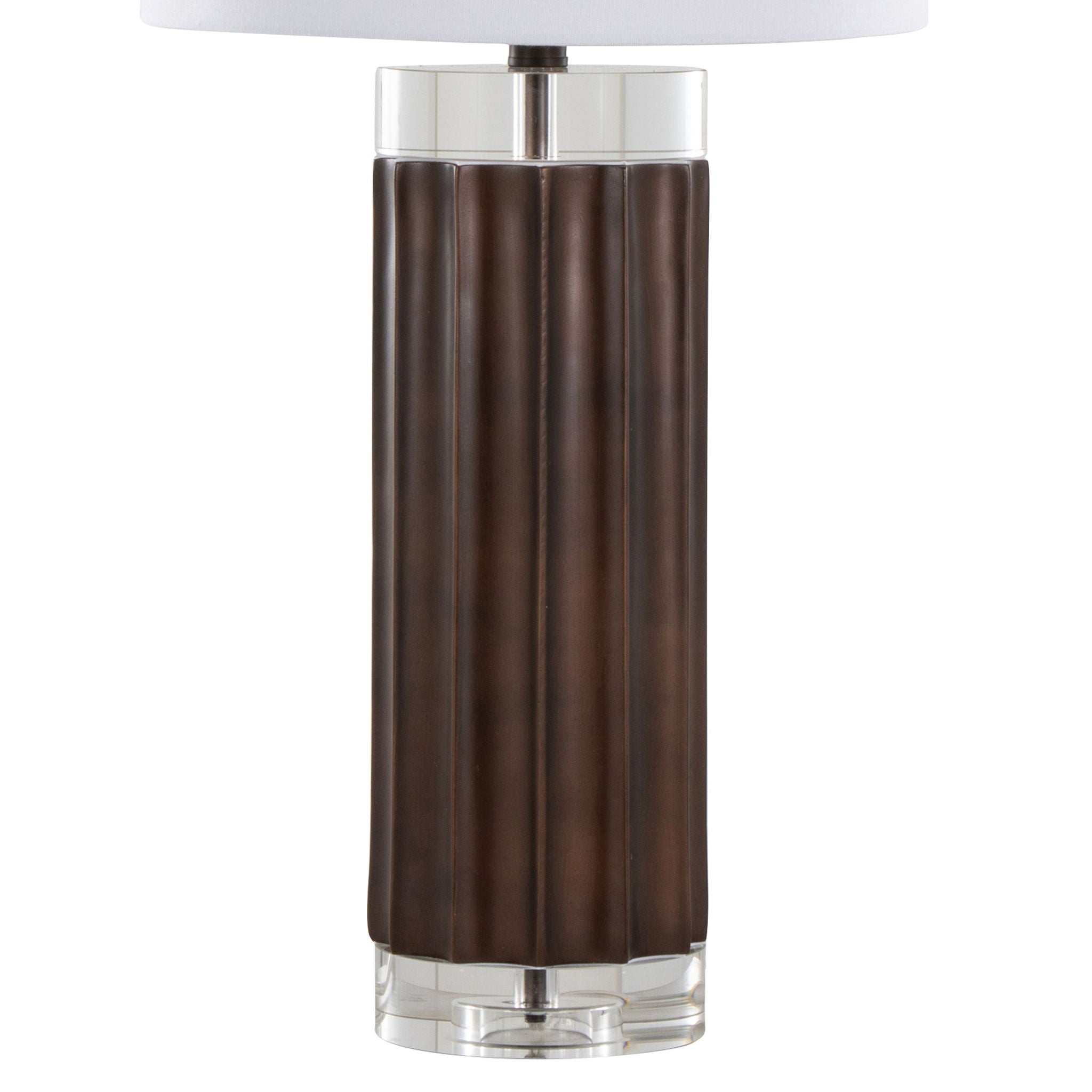 Cylinder - Fluted Contemporary Table Lamp (Set of 2) - Brown / Clear / White - Best Buy Furniture