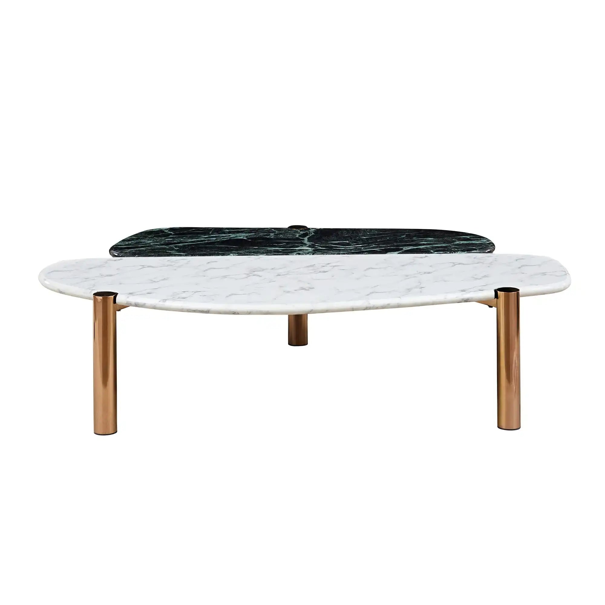 Faux Marble Coffee Tables Accent Tea Tables with Gold Metal Foot for Living Room Home Office - Best Buy Furniture