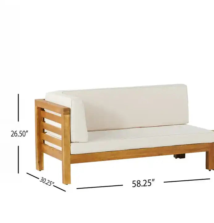 OANA OUTDOOR WOODEN SECTIONAL SET WITH CUSHIONS, BEIGE - Best Buy Furniture