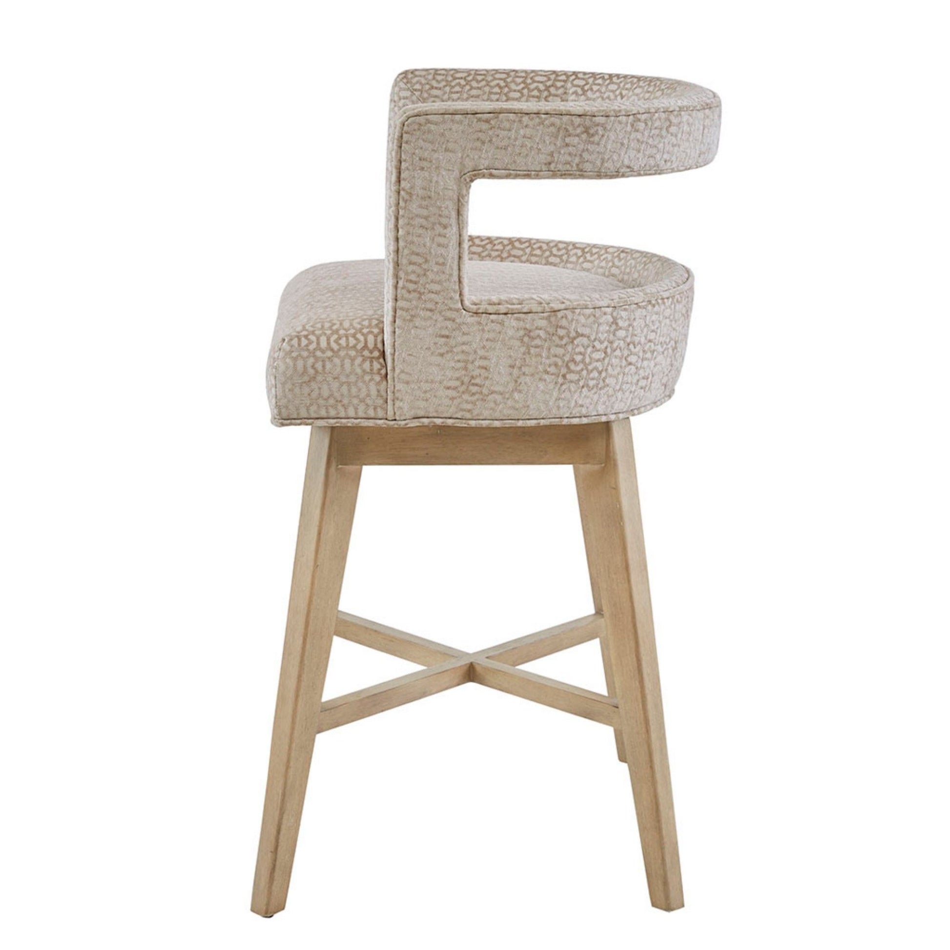 Contemporary Design Swivel Counter Stool With Low Back Support Polyester And Solid Wood - Cream - Best Buy Furniture