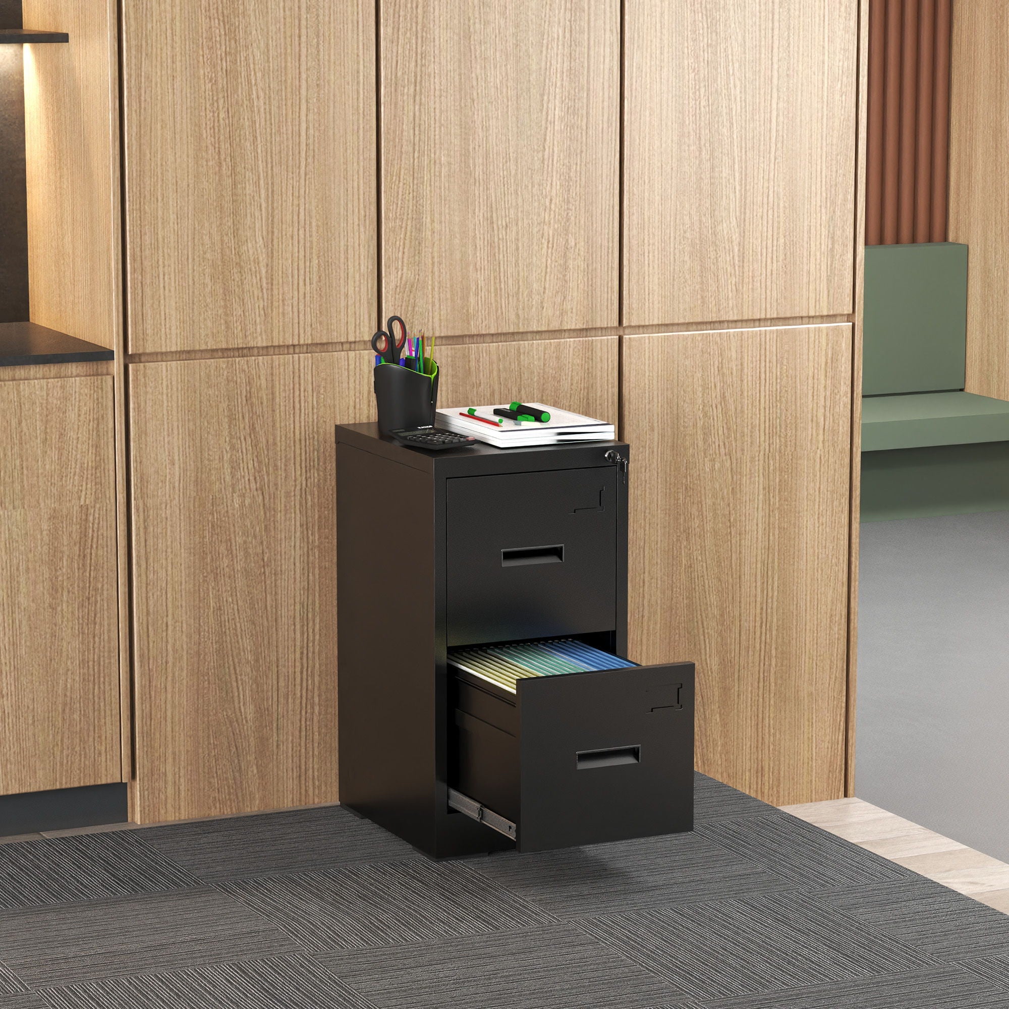 Modern Drawer Metal Vertical File Cabinet With Lock And Card Slot For Office - Best Buy Furniture