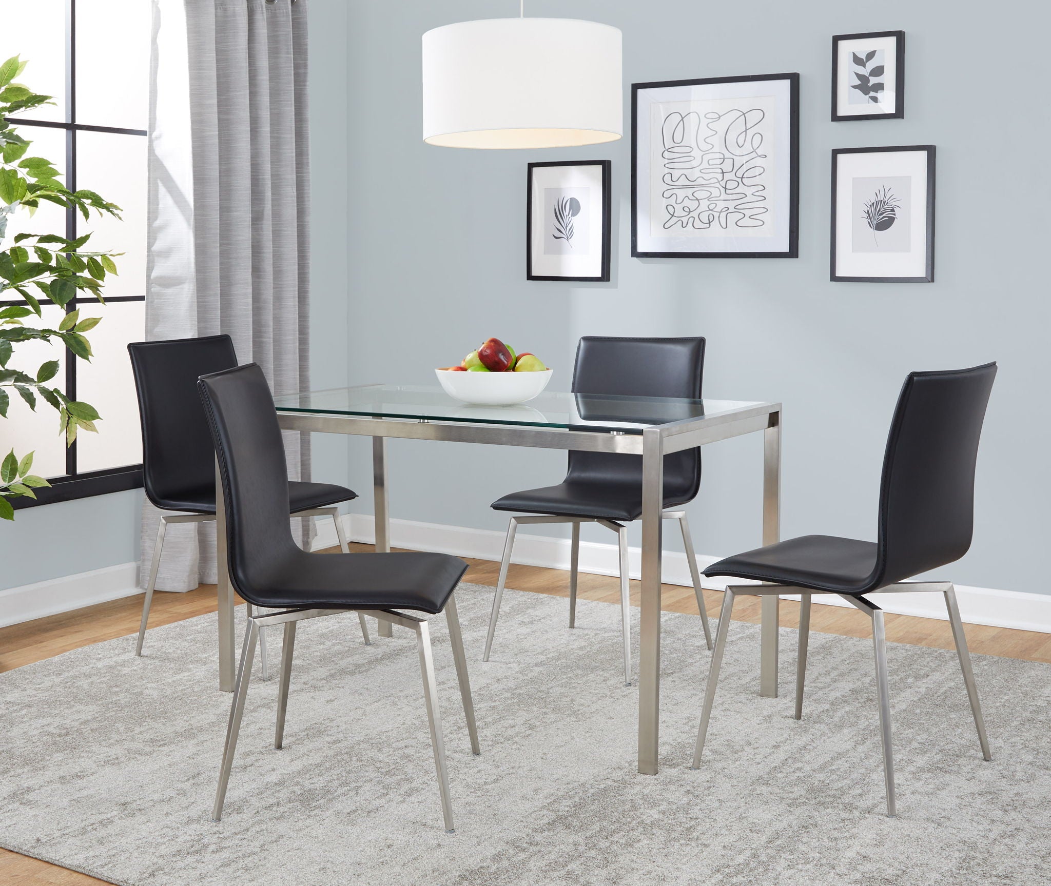 Fuji Mason - Upholstered Swivel Contemporary Dining Set Dining Set, Glass, 5 Piece - Best Buy Furniture
