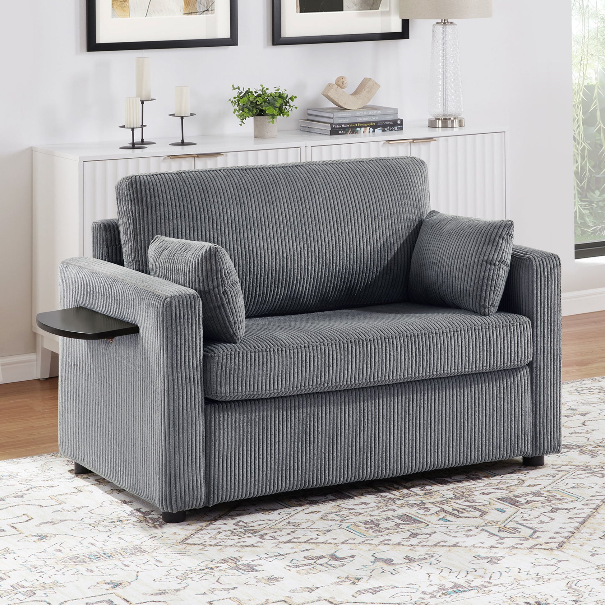 Sleeper Sofa With Foldable Mattress, USB Ports, Side Table & Storage Pocket - Best Buy Furniture