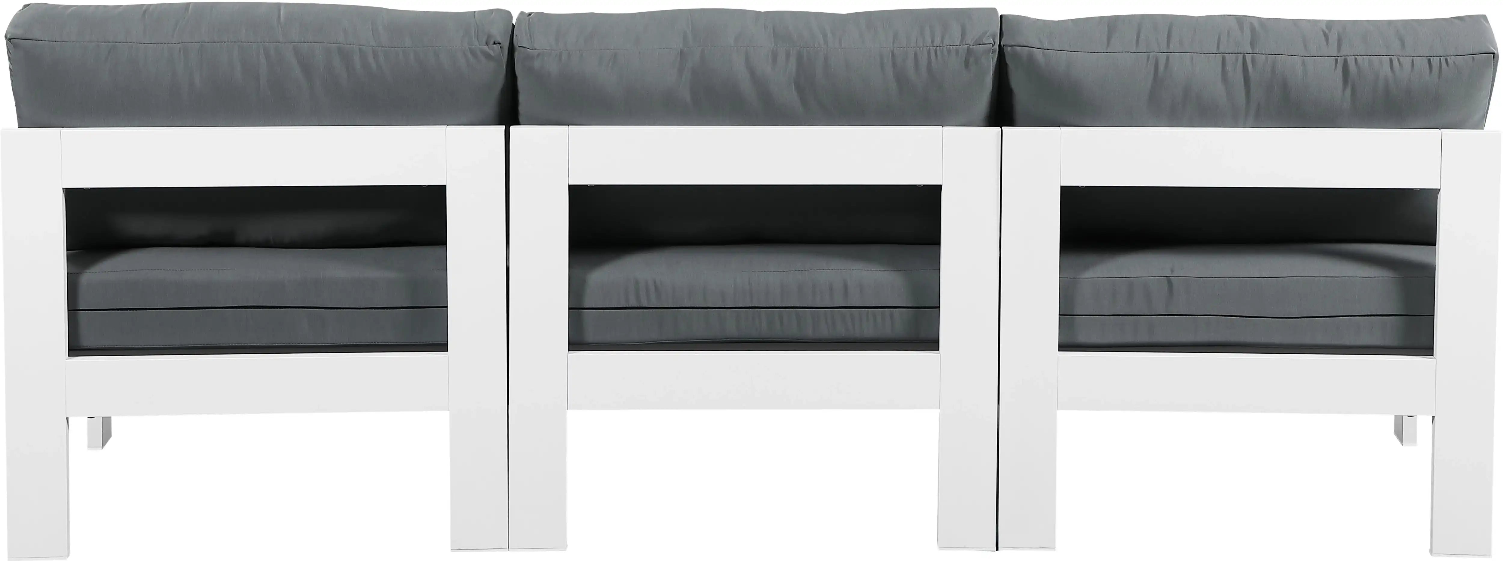 Nizuc - Outdoor Patio 3 Seat Armless Modular Sofa With White Frame - Best Buy Furniture
