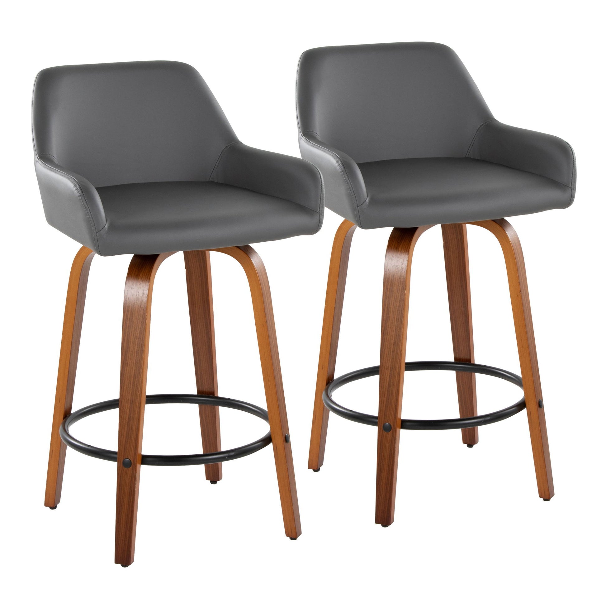 Daniella - Contemporary Fixed Height Counter Stool With Swivel With Round Footrest (Set of 2) - Best Buy Furniture