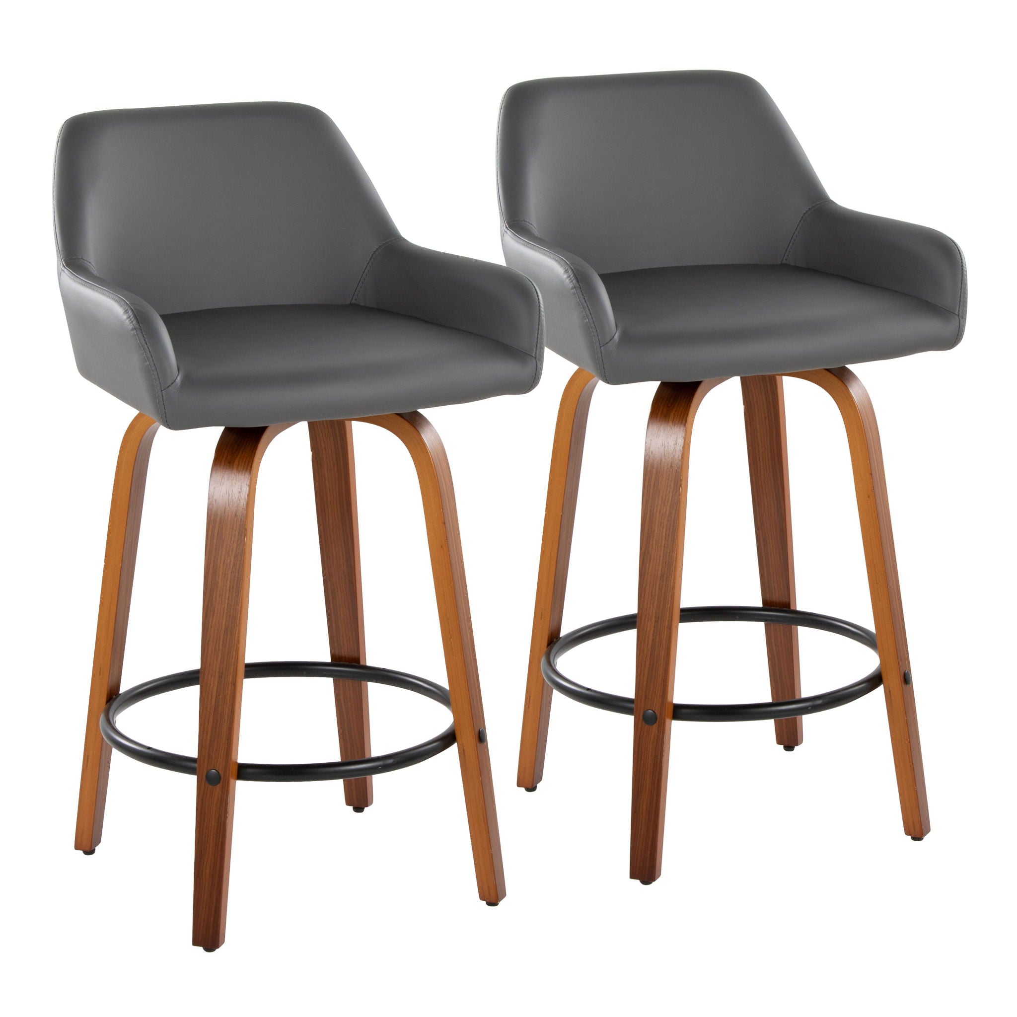 Daniella - Contemporary Fixed Height Counter Stool With Swivel With Round Footrest (Set of 2) - Best Buy Furniture