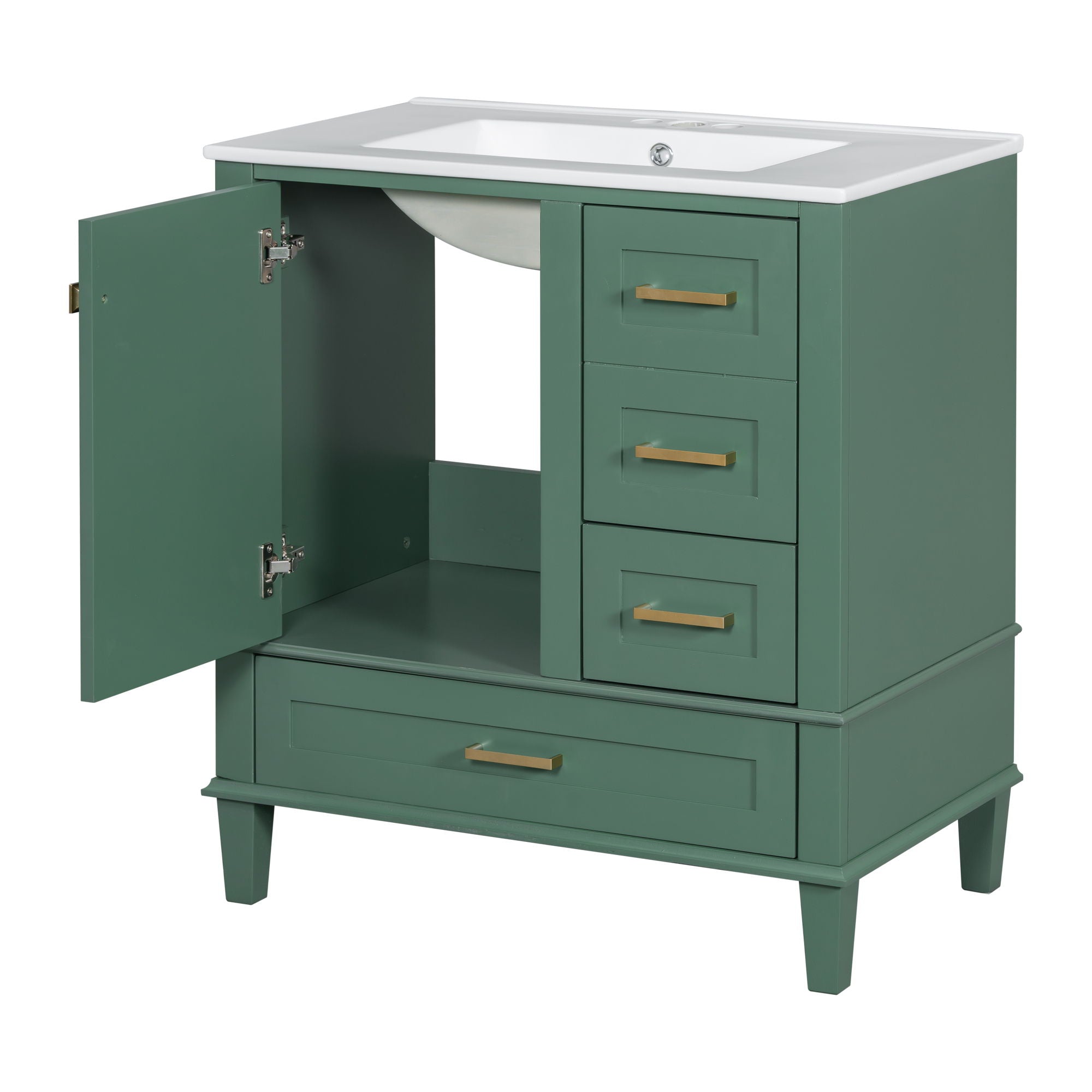 Bathroom Vanity, Modern Bathroom Cabinet With Sink Combo Set, Bathroom Storage Cabinet With A Soft Closing Door And 3 Drawers, Solid Wood Frame - Best Buy Furniture
