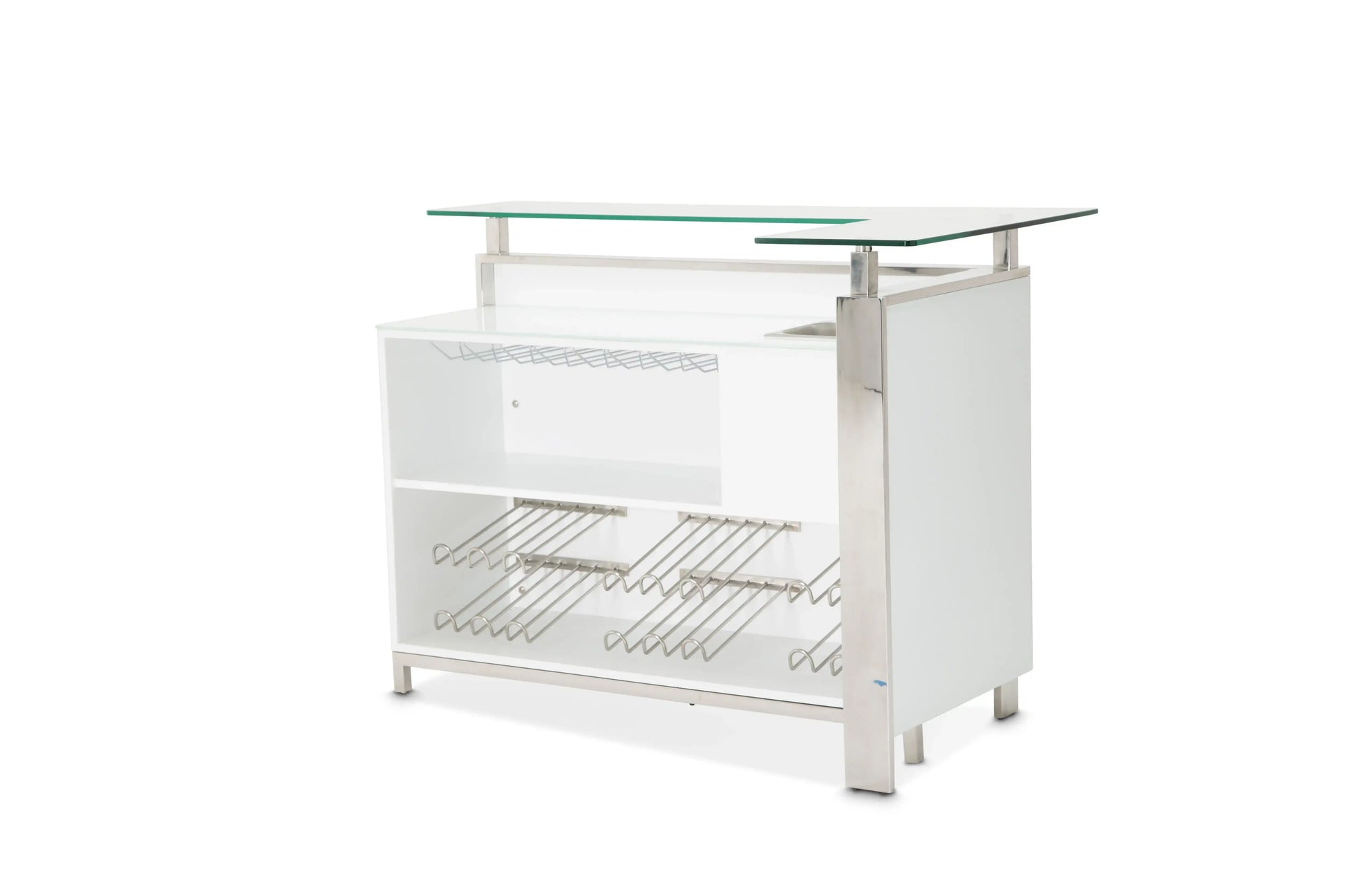 State St. - Bar With Glass Top - Glossy White - Best Buy Furniture