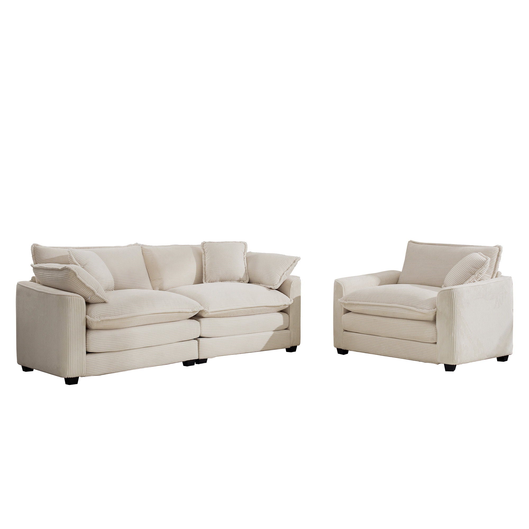 Elegant Corduroy Oversized Sectional Sofa Set With Deep Seats And Flexible Layout - Best Buy Furniture