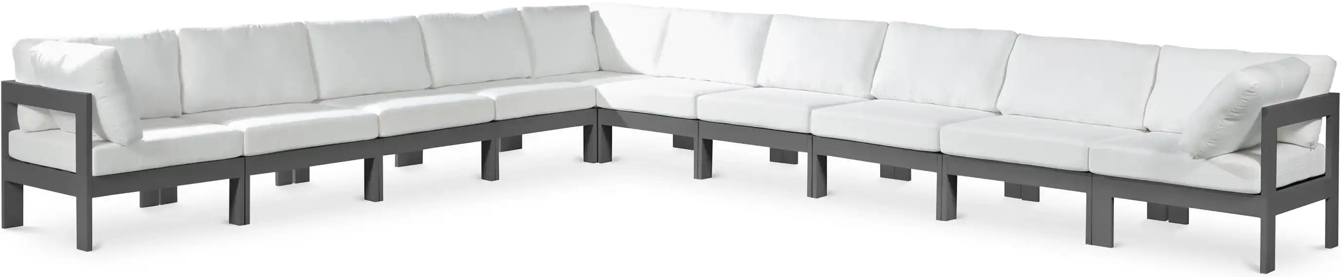 Nizuc - Outdoor Patio 10 Piece Modular Sectional With Gray Frame - Best Buy Furniture