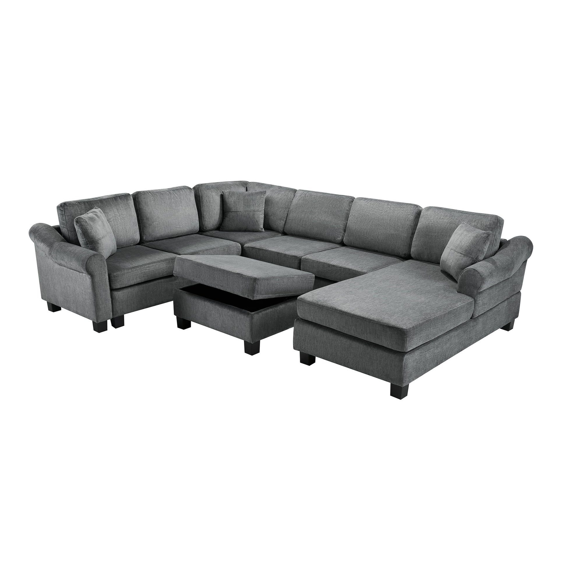 Contemporary U - Shaped Sectional Sofa With Movable Storage Ottoman - Best Buy Furniture