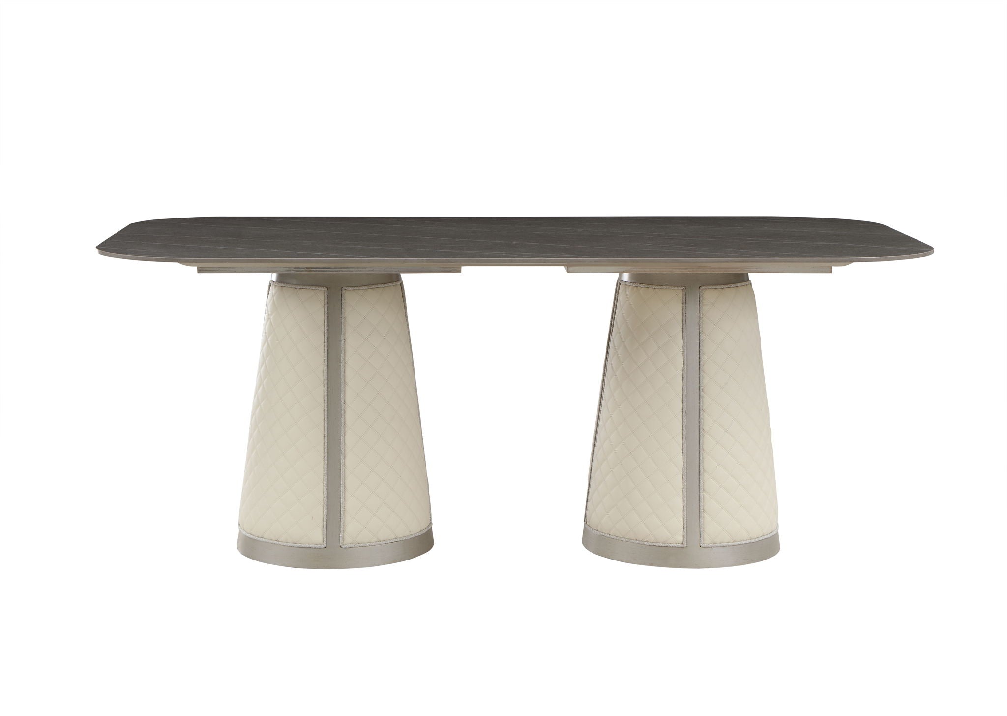 Kasa - Sintered Stone Top Dining Table - Stone Gray / Champagne - Best Buy Furniture