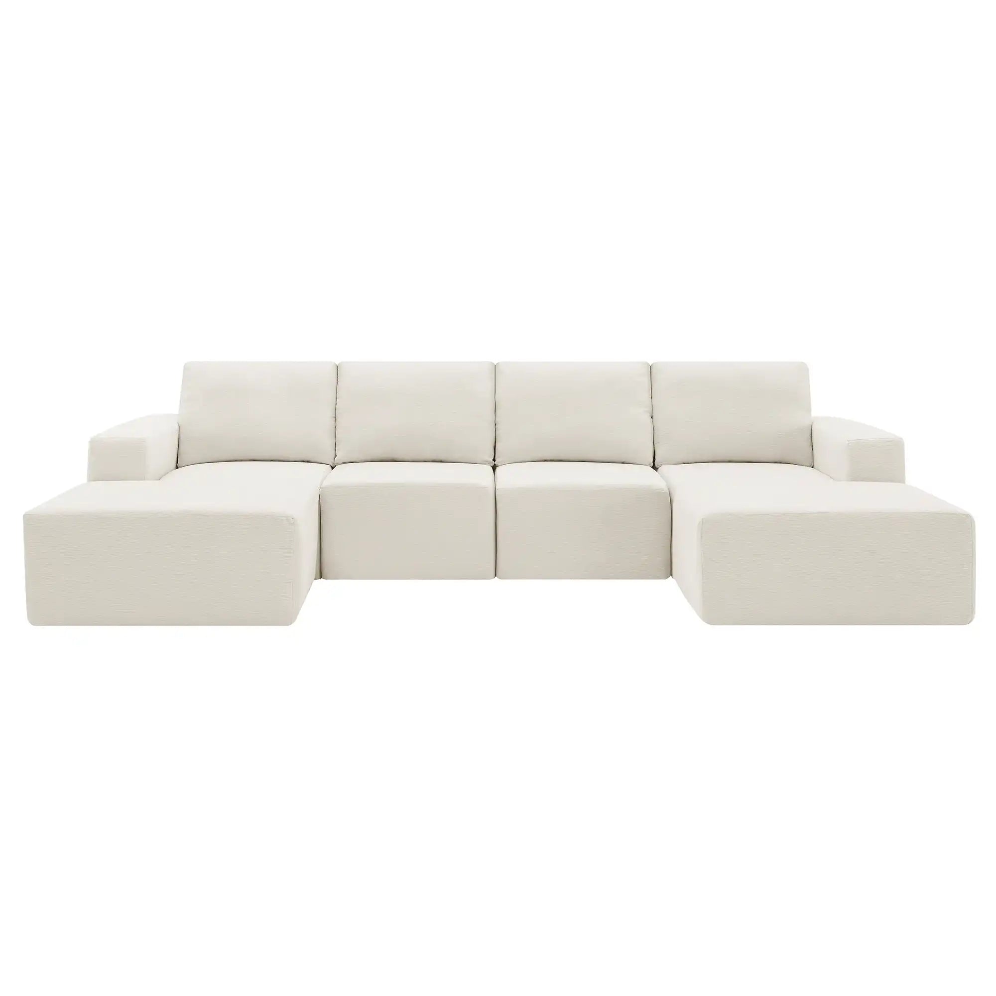 Luxury Cloud Modular U Shaped Sectional Sofa with Ottoman Compressed Foam - Best Buy Furniture