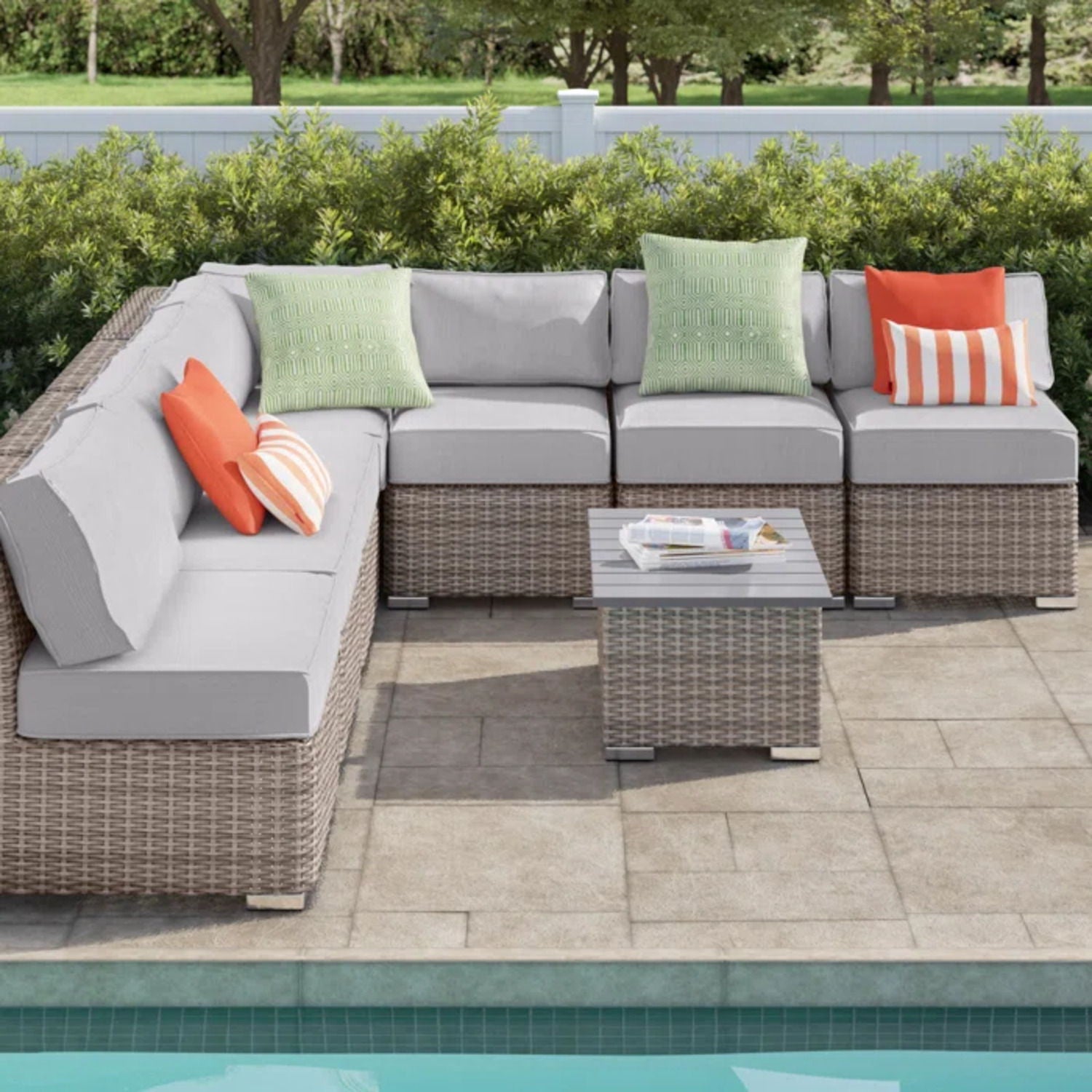 Wicker Sectional Sofa With Cushions And Table - Best Buy Furniture