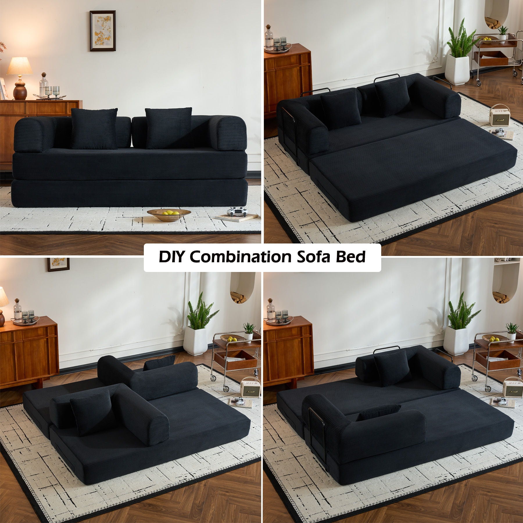 Convertible Sleeper Sofa Bed With Cylindrical Pillow, With Fixed Shape Frame - Best Buy Furniture