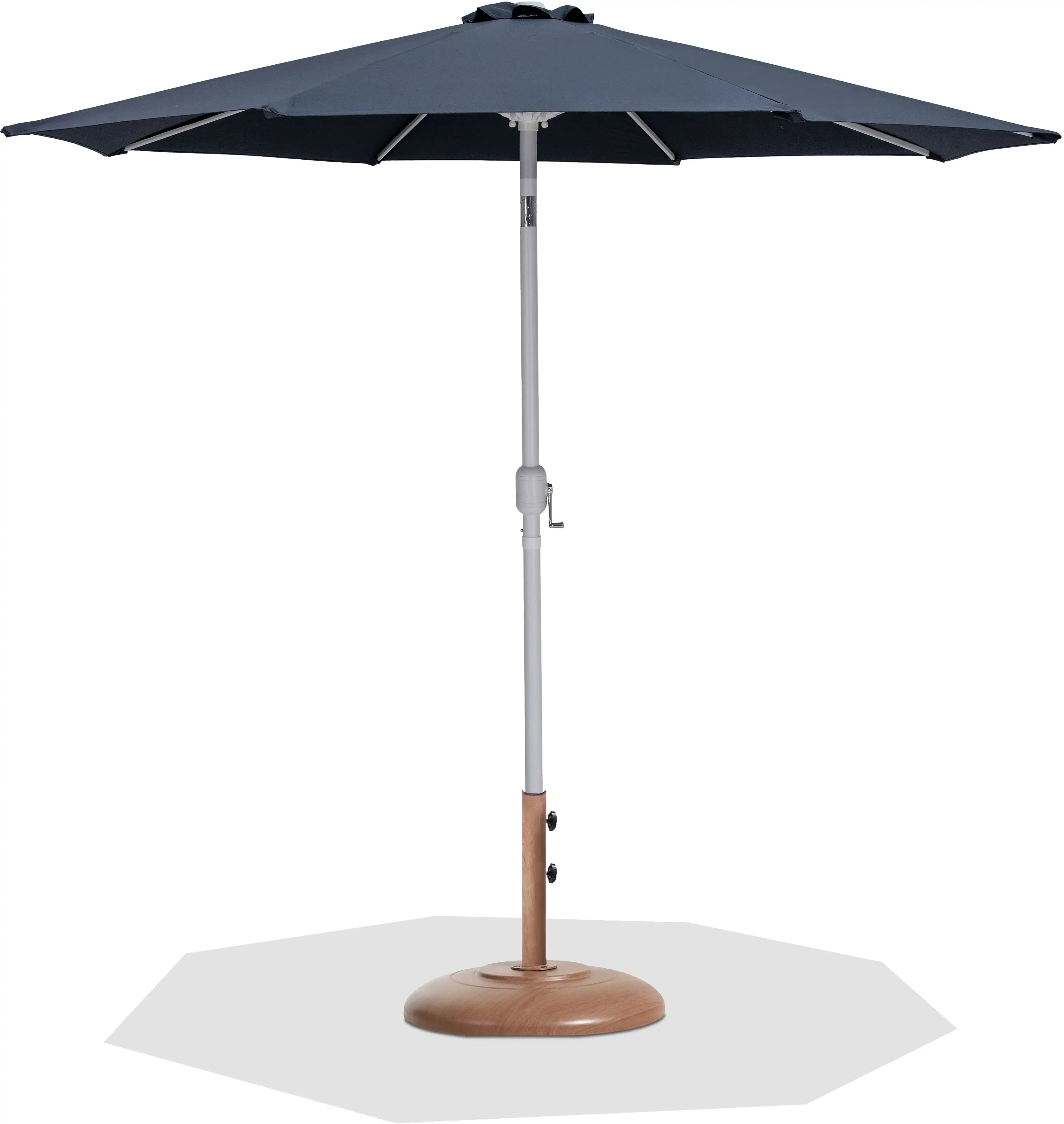 Fiji - Aluminum Patio Umbrella With Round Teak And White Base - Best Buy Furniture
