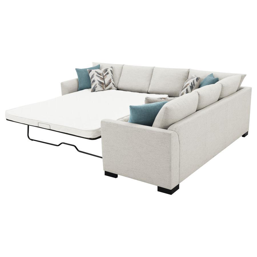 Ashford - Chenille Upholstered Sleeper Sectional Sofa - Greige - Best Buy Furniture