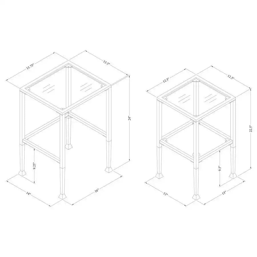 Leilani - 2 Piece Glass Top Nesting Table Set - Black - Best Buy Furniture