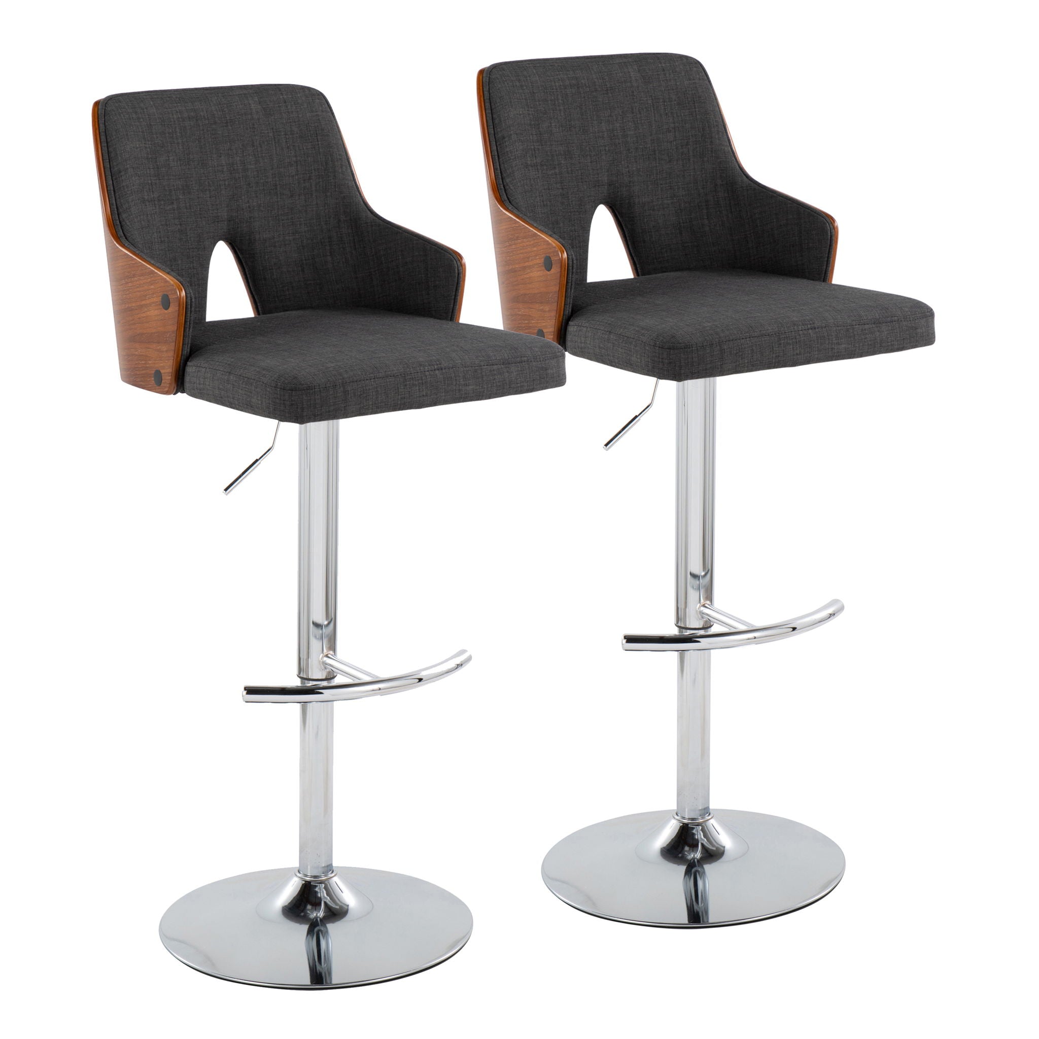 Stella - Contemporary Adjustable Barstool Stool With Swivel With Rounded T Footrest (Set of 2) - Best Buy Furniture