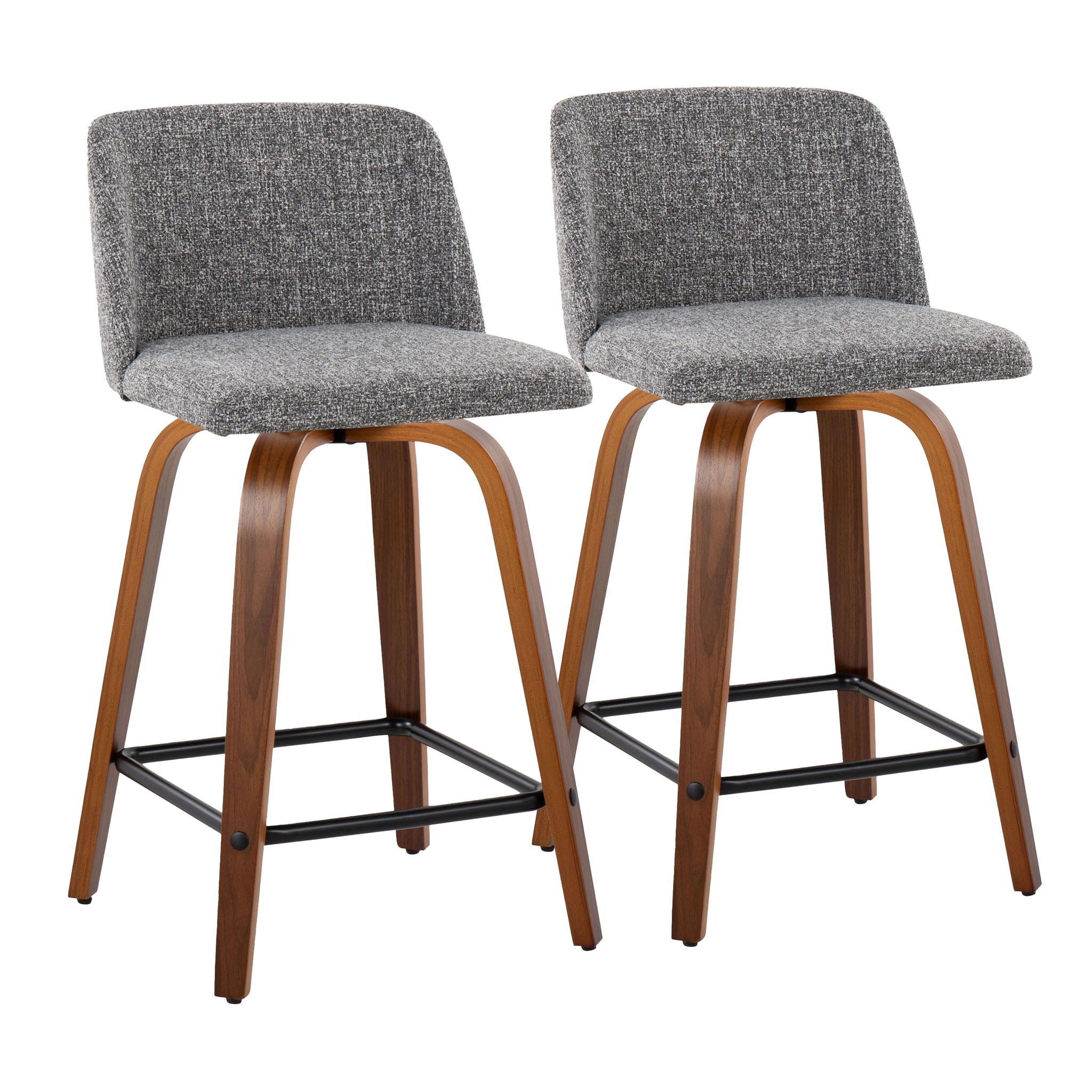 Toriano - Mid Century Modern Fixed Height Counter Stool With Swivel With Square Footrest (Set of 2) - Best Buy Furniture