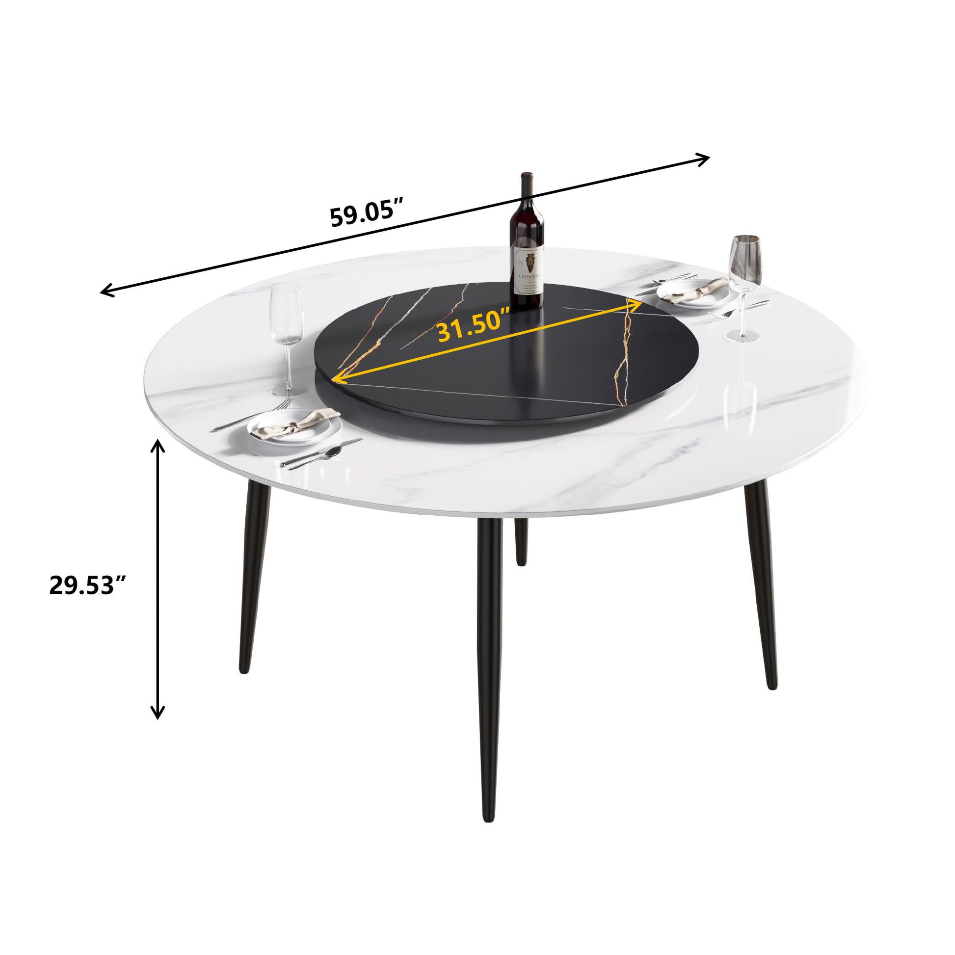 Modern Artificial Stone Round Dining Table, Can Accommodate 6 People Artificial Stone Turntable - Best Buy Furniture