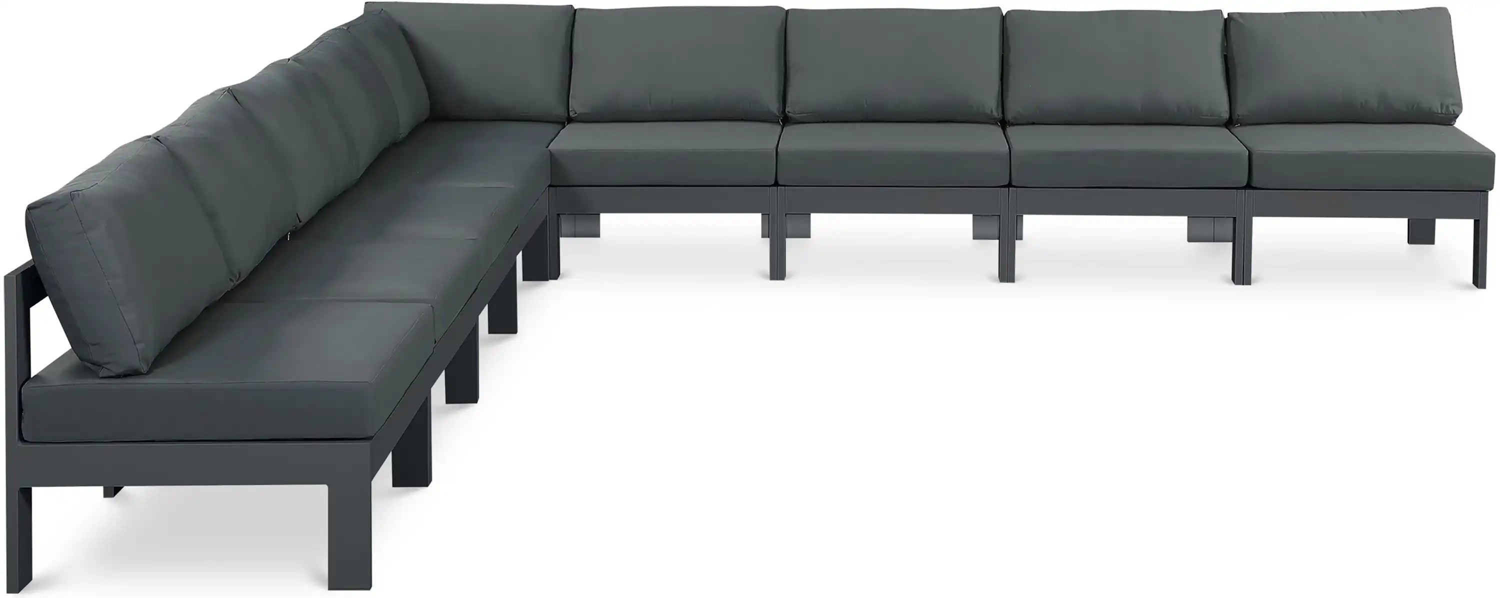 Nizuc - Outdoor Patio 9 Piece Modular Sectional With Gray Frame - Best Buy Furniture