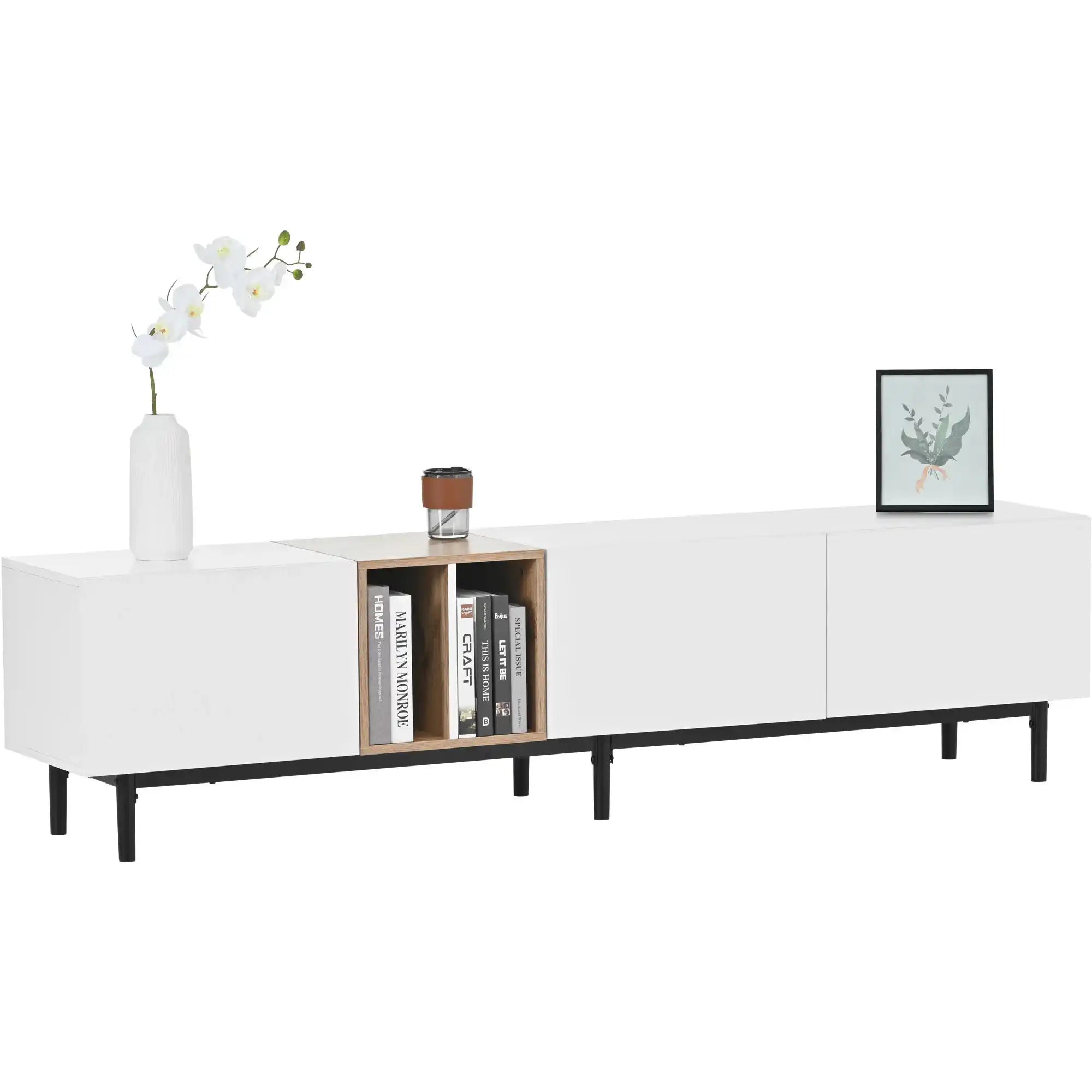 Modern TV Stand 70''with 3 Doors, Media Console Table, Entertainment Center with Large Storage Cabinet - Best Buy Furniture
