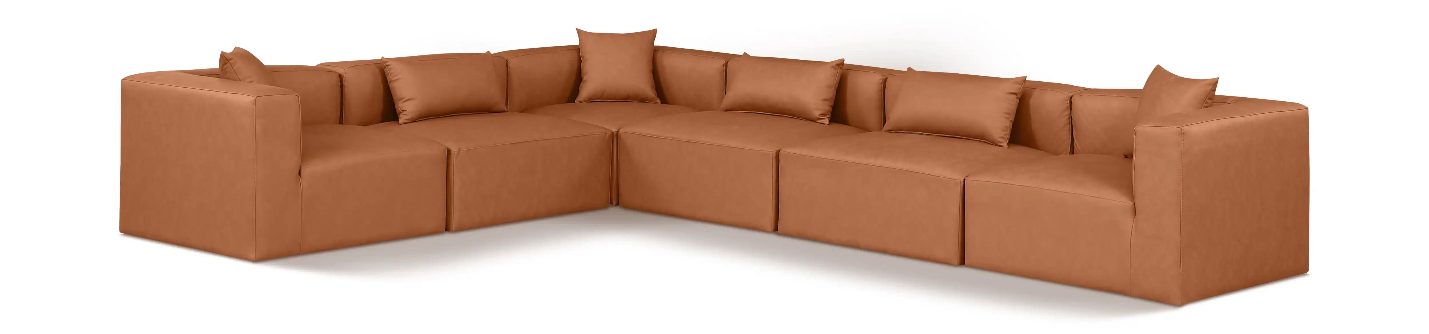 Cube - 6 Piece Modular Corner Sectional - Cognac - Best Buy Furniture