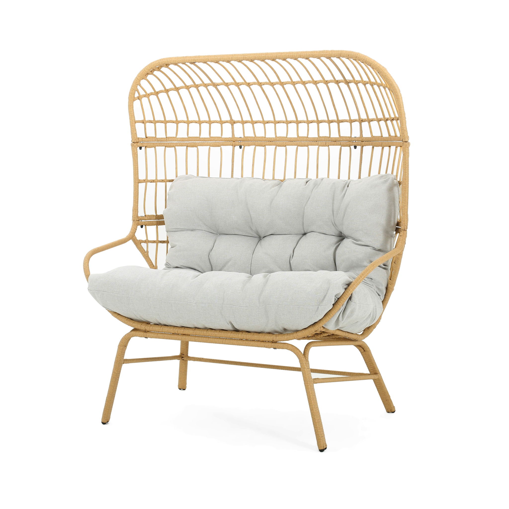 Palos - Outdoor Wicker Loveseat - Light Brown - Best Buy Furniture