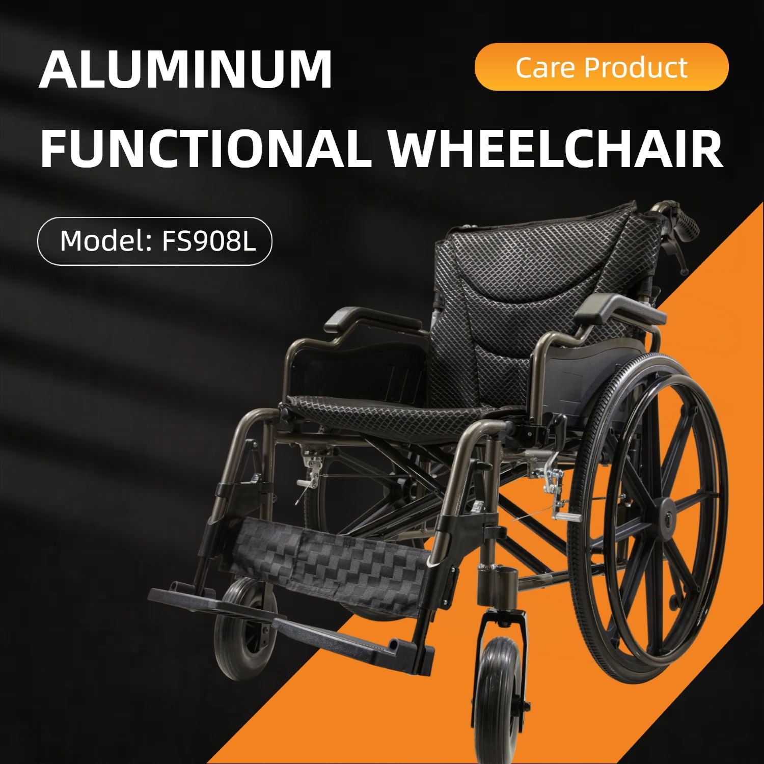 Lightweight Foldable Transport Wheelchair For Adults With Double X Force Support