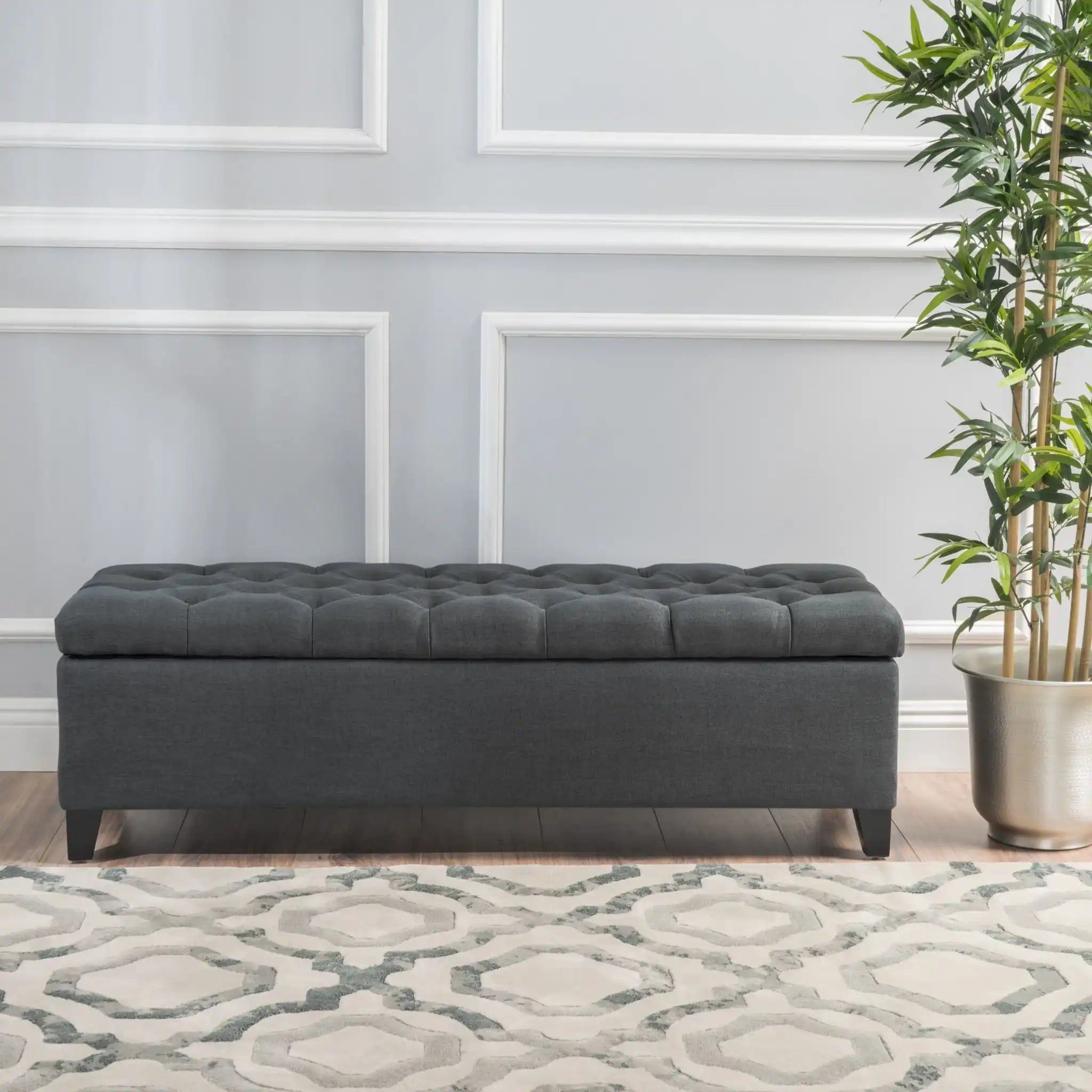 Glouster - Contemporary Storage Ottoman With Button Tufted Design - Best Buy Furniture