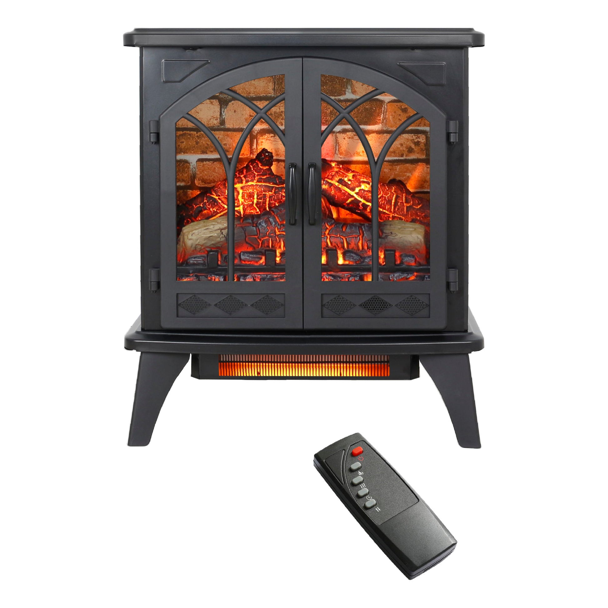 3D Flame Electric Infrared Quartz Fireplace Stove With Remote Control - Antique Black - Best Buy Furniture