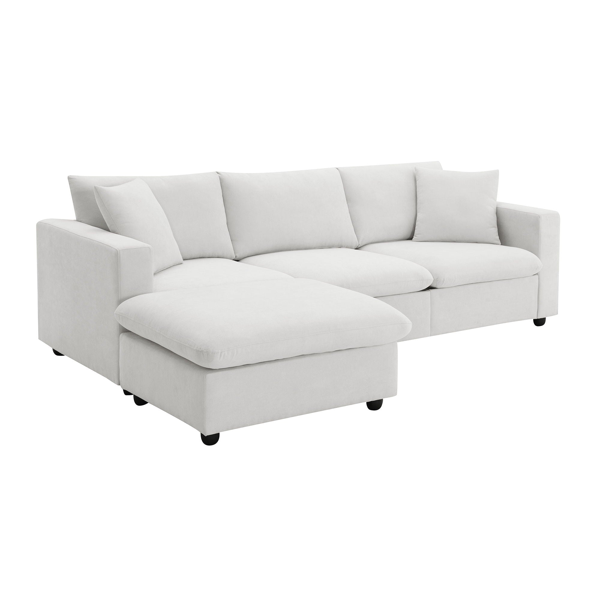 Modern Sectional Sofa With Throw Pillows, Cloud L Shaped Couch Set With Wide 4 Seat Comfy Couch Set With Movable Ottoman - Best Buy Furniture