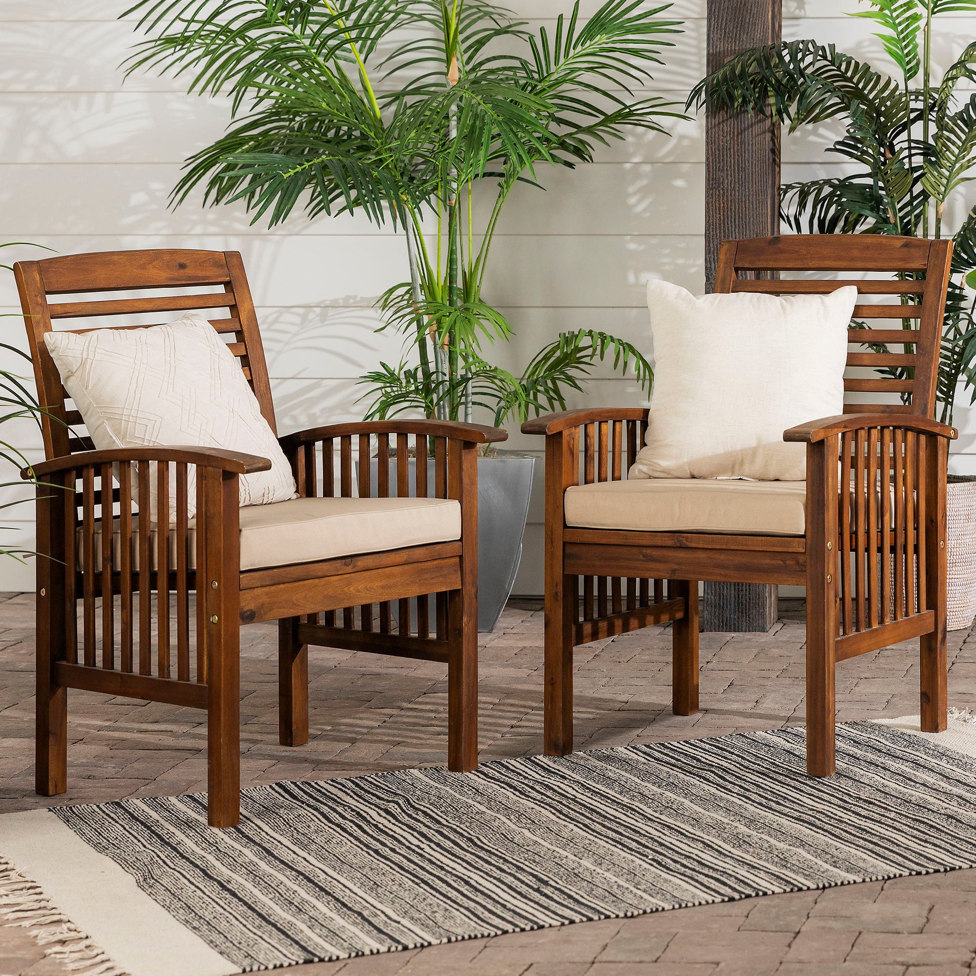 Modern 2 Piece Slat Back Patio Chairs With Cushions - Best Buy Furniture