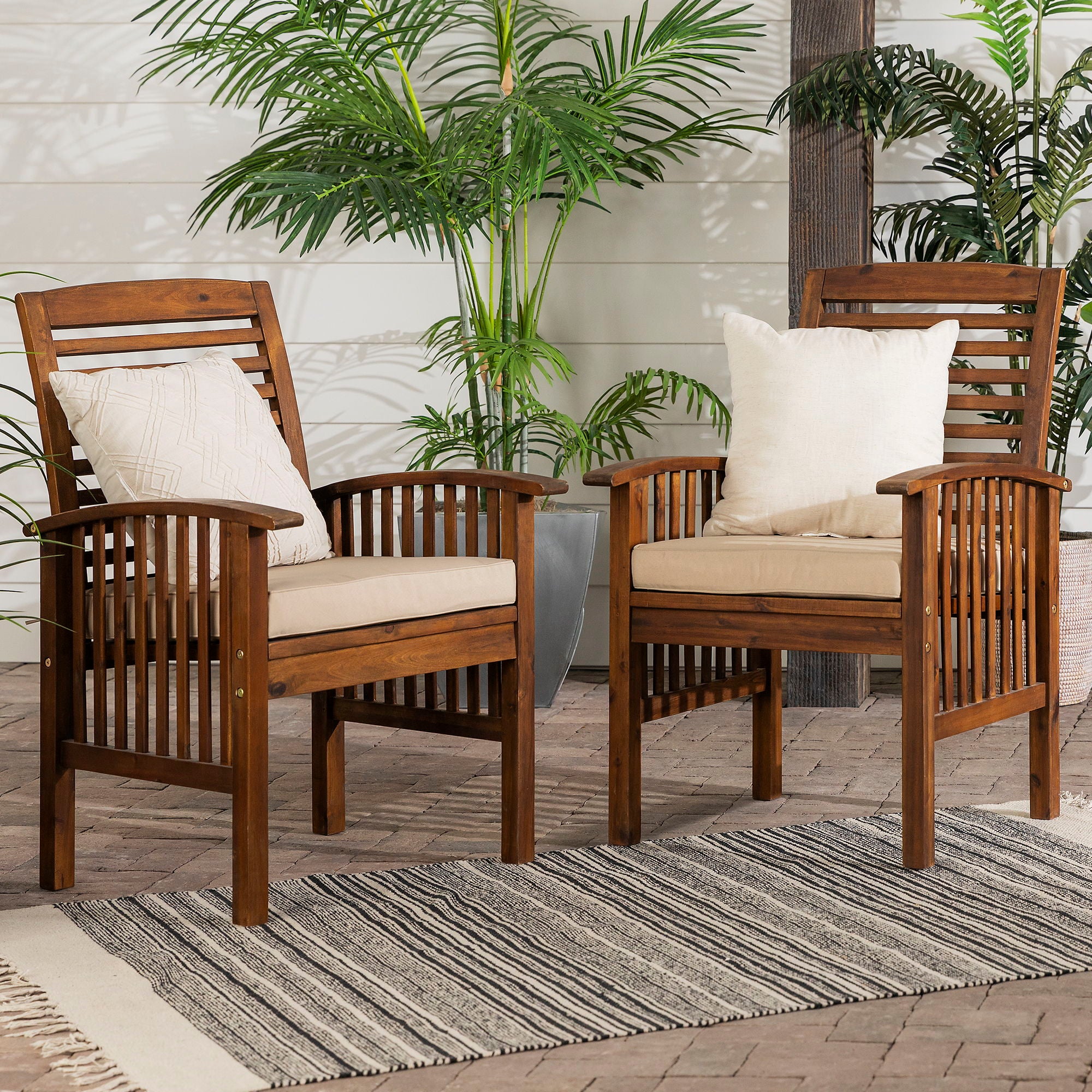 Modern 2 Piece Slat Back Patio Chairs With Cushions - Best Buy Furniture