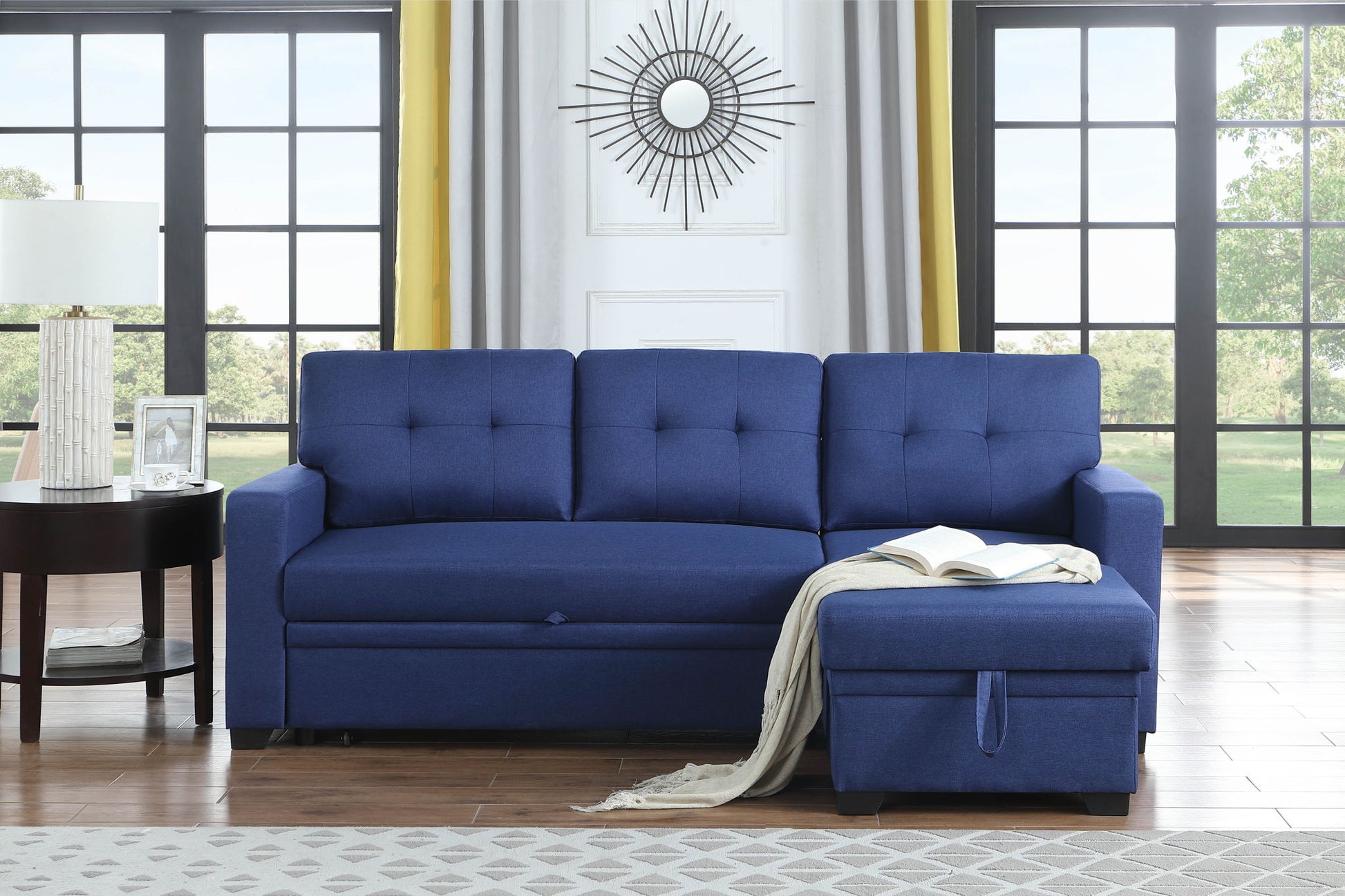 Upholstered Pull Out Sectional Sofa With Chaise - Best Buy Furniture