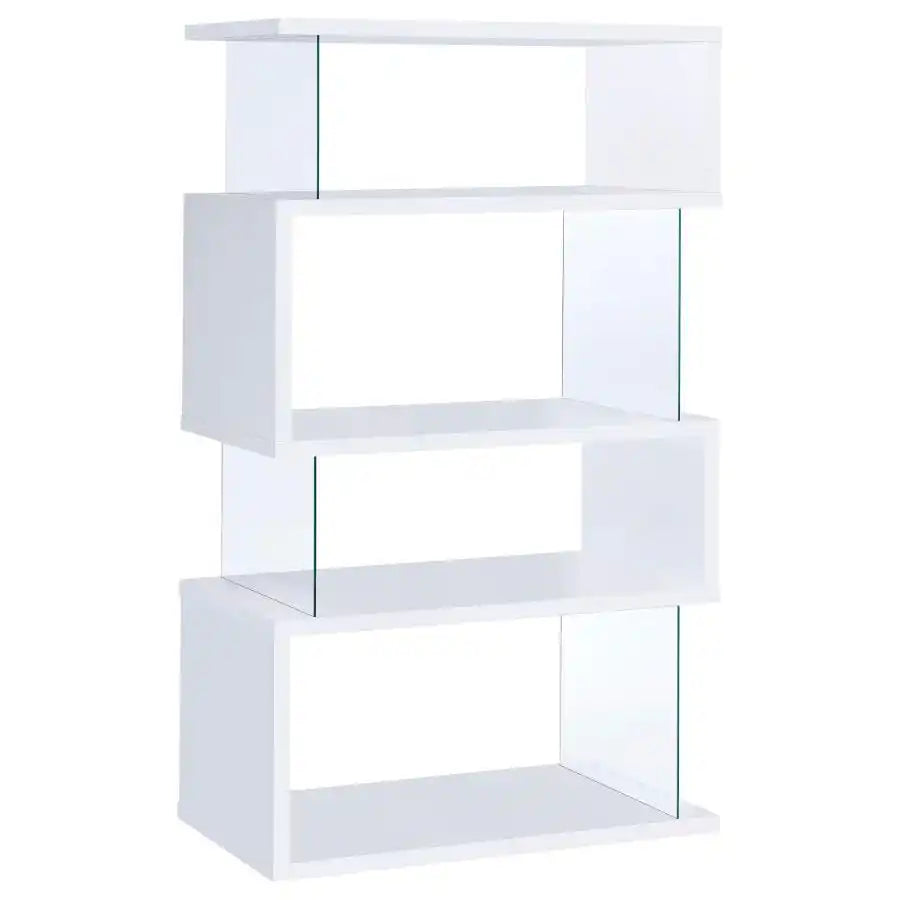 Emelle - 4-Shelf Glass Panel Bookshelf - Best Buy Furniture