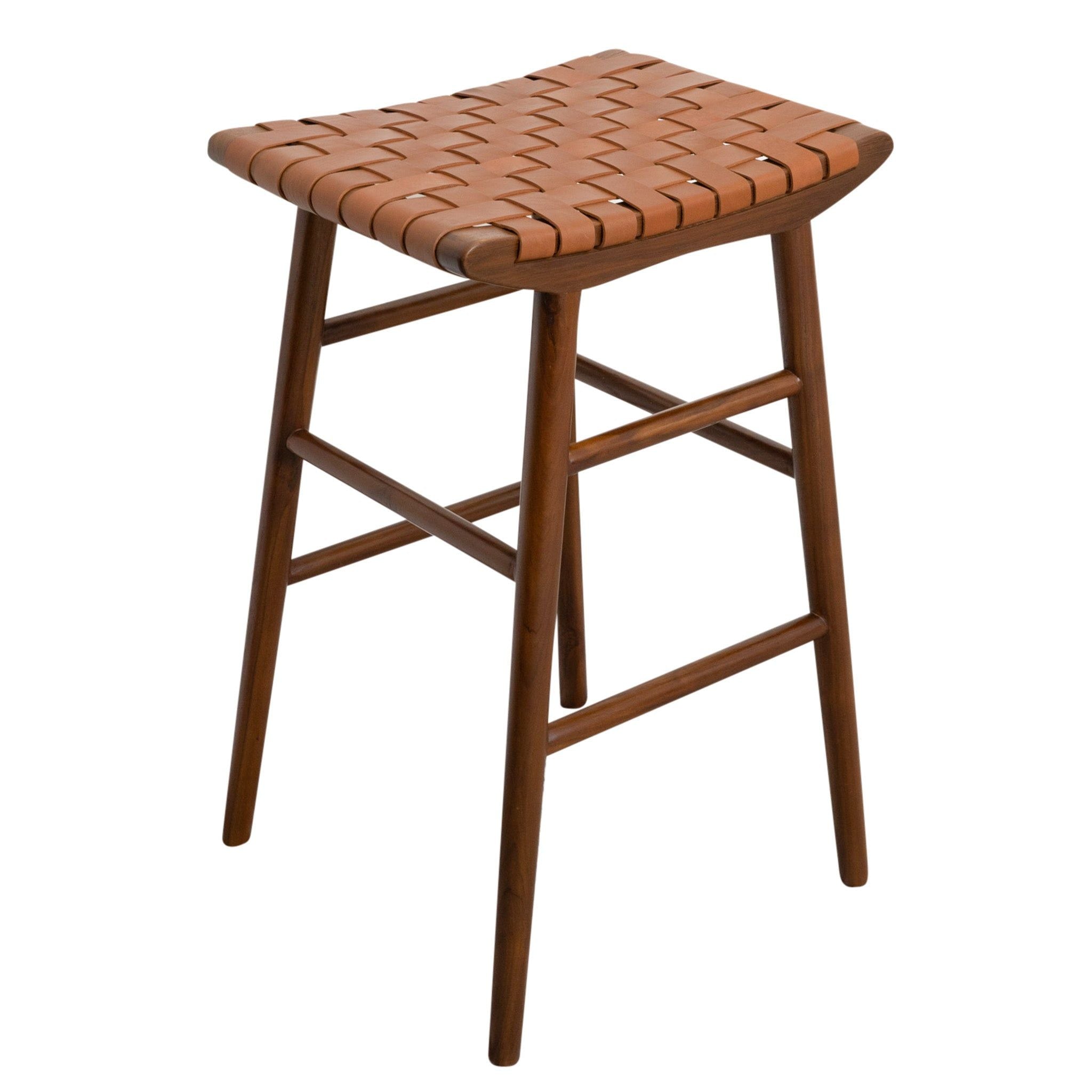 Maya - Genuine Leather Stool - Rustic / Tan - Best Buy Furniture
