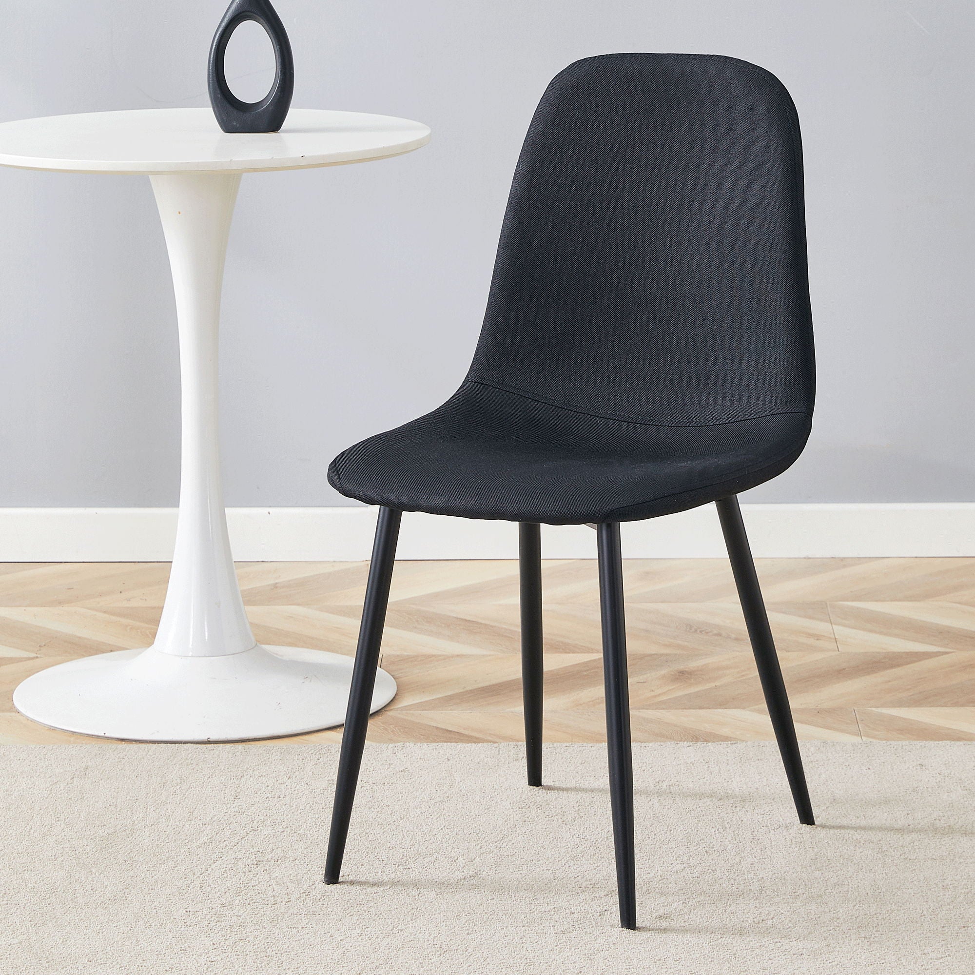 Modern Medieval Style Cushioned Side Chairs Set With Black Metal Legs For Kitchens - Best Buy Furniture
