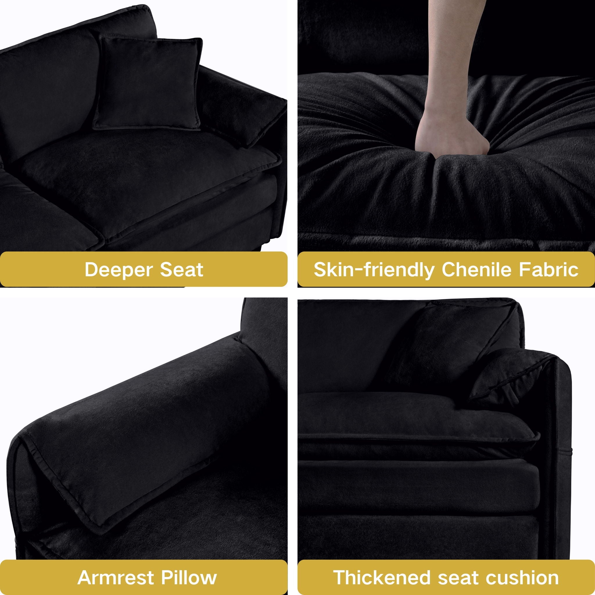 Modern Chenille Oversized Deep Seat Luxury 2 Piece Sofa Set With 4 Pillows - Best Buy Furniture