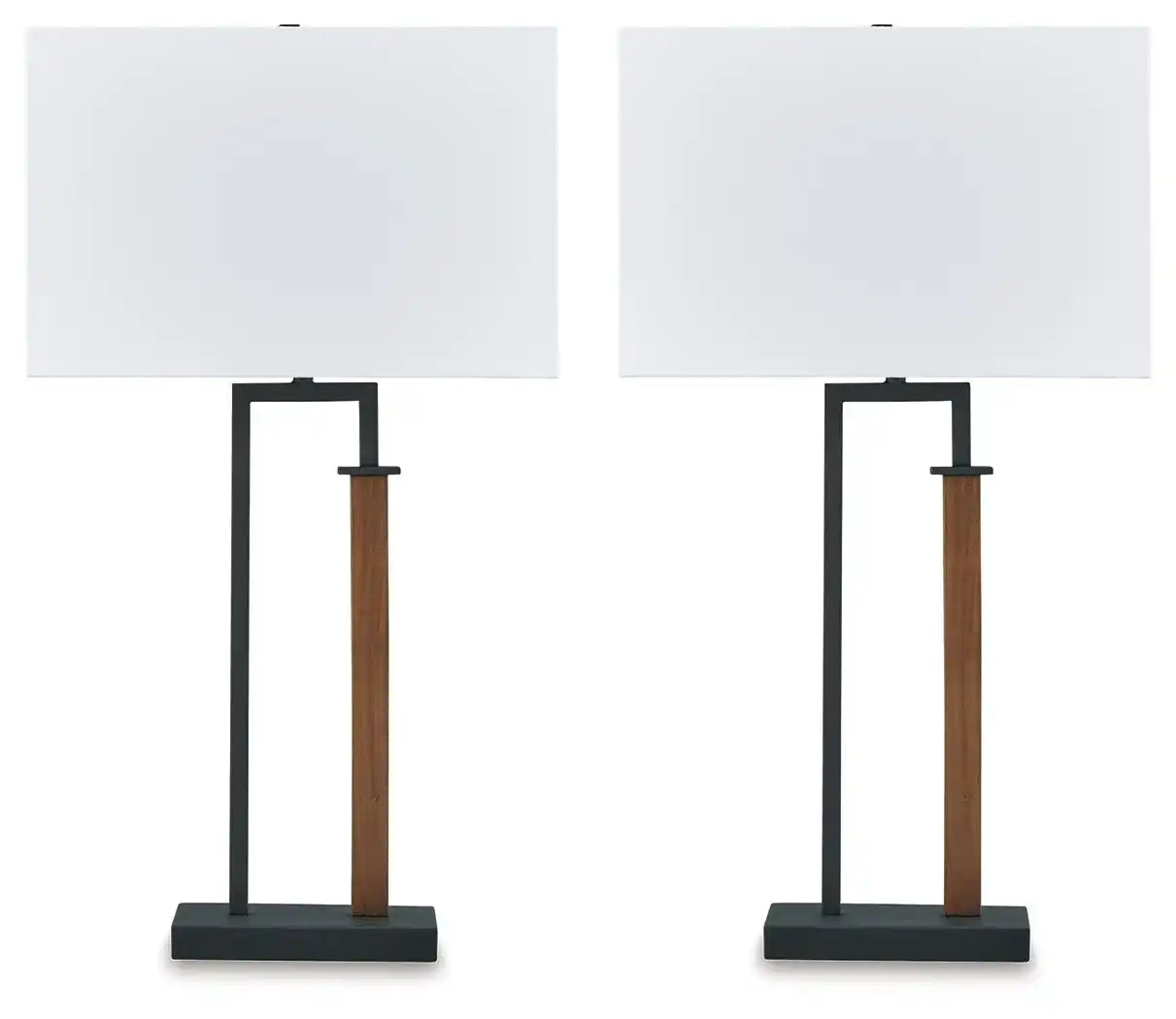Voslen - Metal Table Lamp (Set of 2) - Black / Brown - Best Buy Furniture