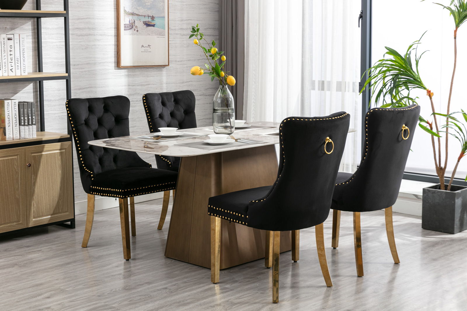 Nikki - Modern, High-End Tufted Solid Wood Contemporary Velvet Upholstered Dining Chair With Golden Stainless Steel Plating Legs, Nailhead Trim (Set of 2) - Best Buy Furniture