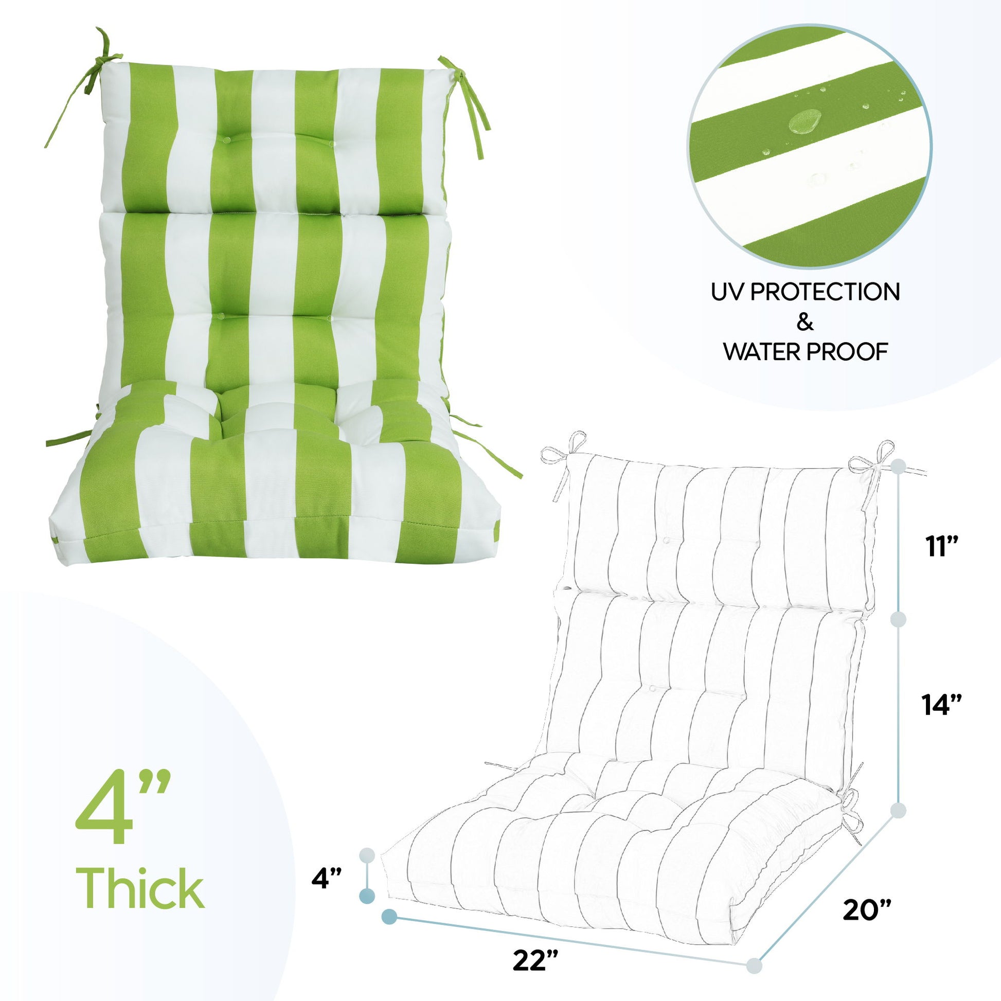 2 Piece High Back Patio Chair Cushion Set, Tufted Adirondack And Rocking Chair Cushions - Best Buy Furniture