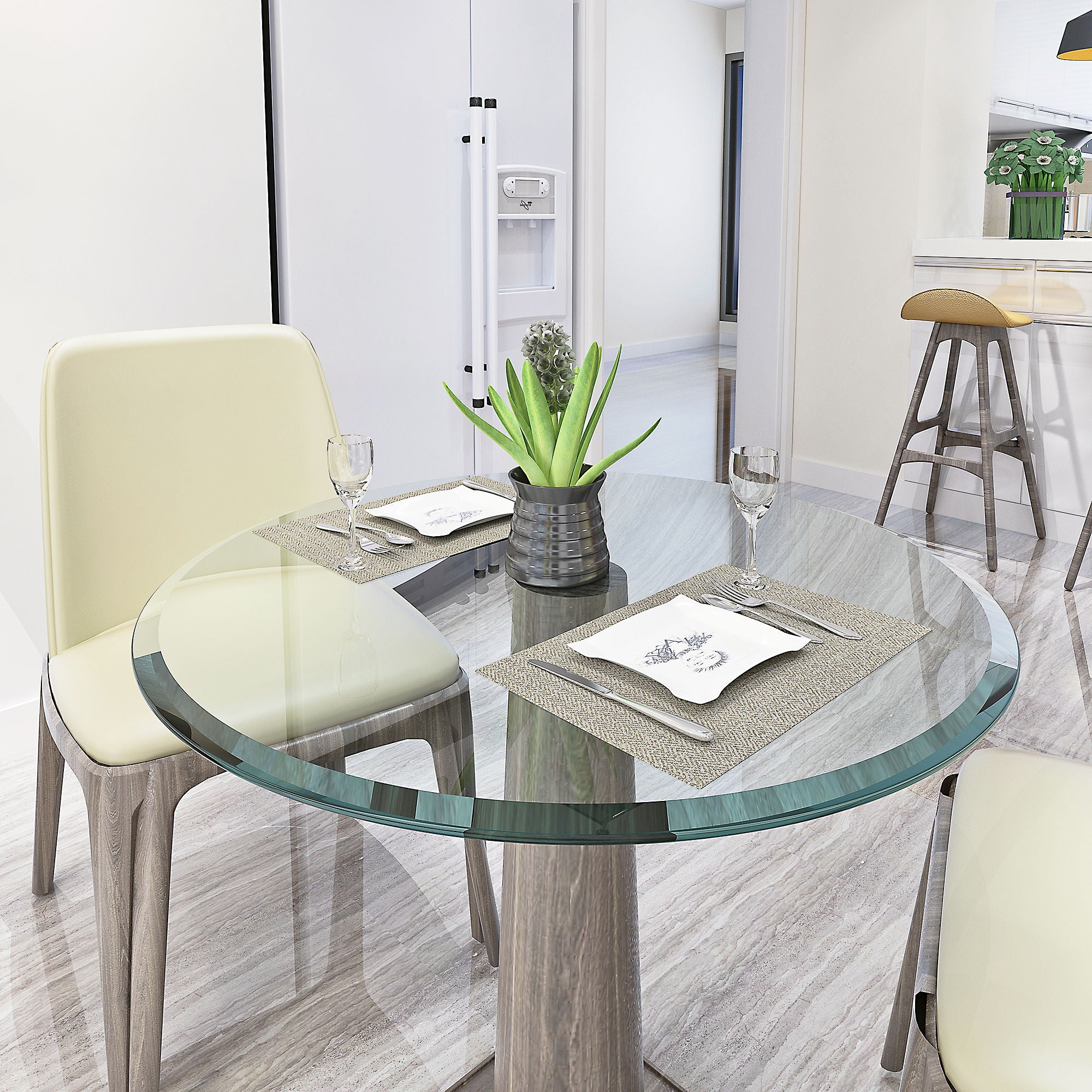 Round Tempered Glass Table Top Glass Thick Beveled Polished Edge - Best Buy Furniture