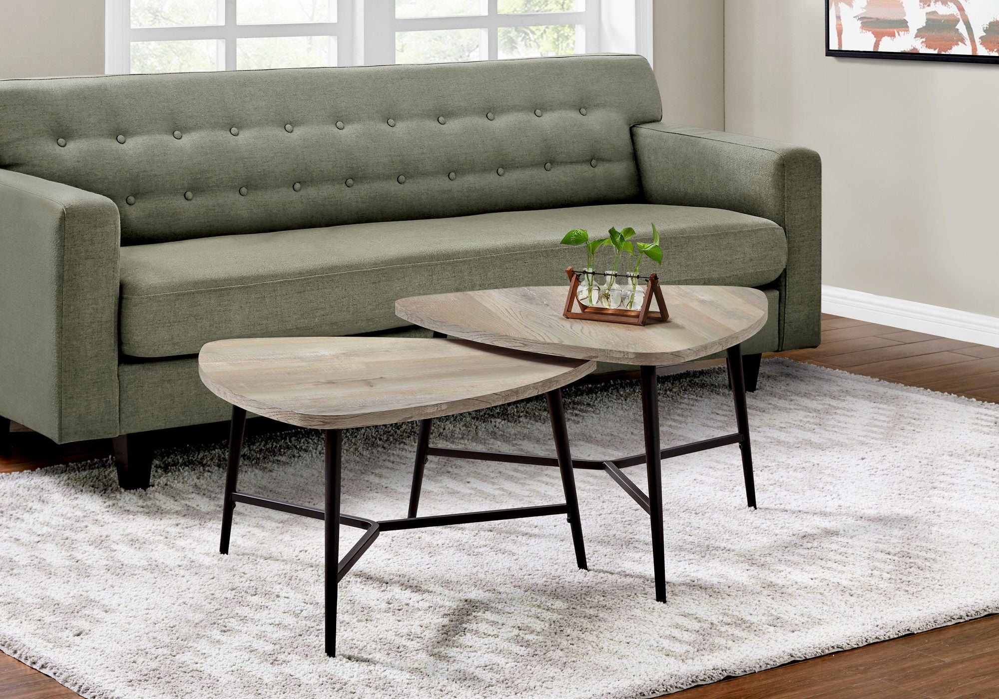 Table Set, Coffee, End, Side, Accent, Living Room / Beige Laminate, Contemporary, Modern (Set of 2) - Taupe - Best Buy Furniture